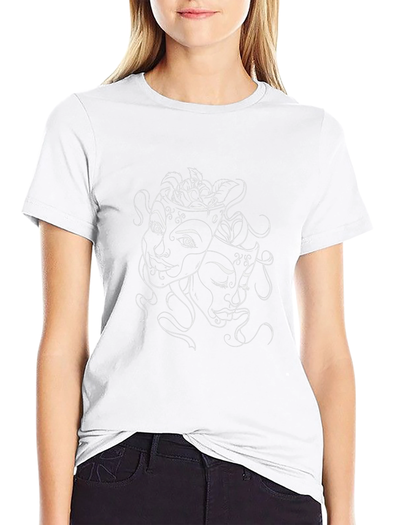 Drama Masks Graphic Tee - Black Cotton T-Shirt