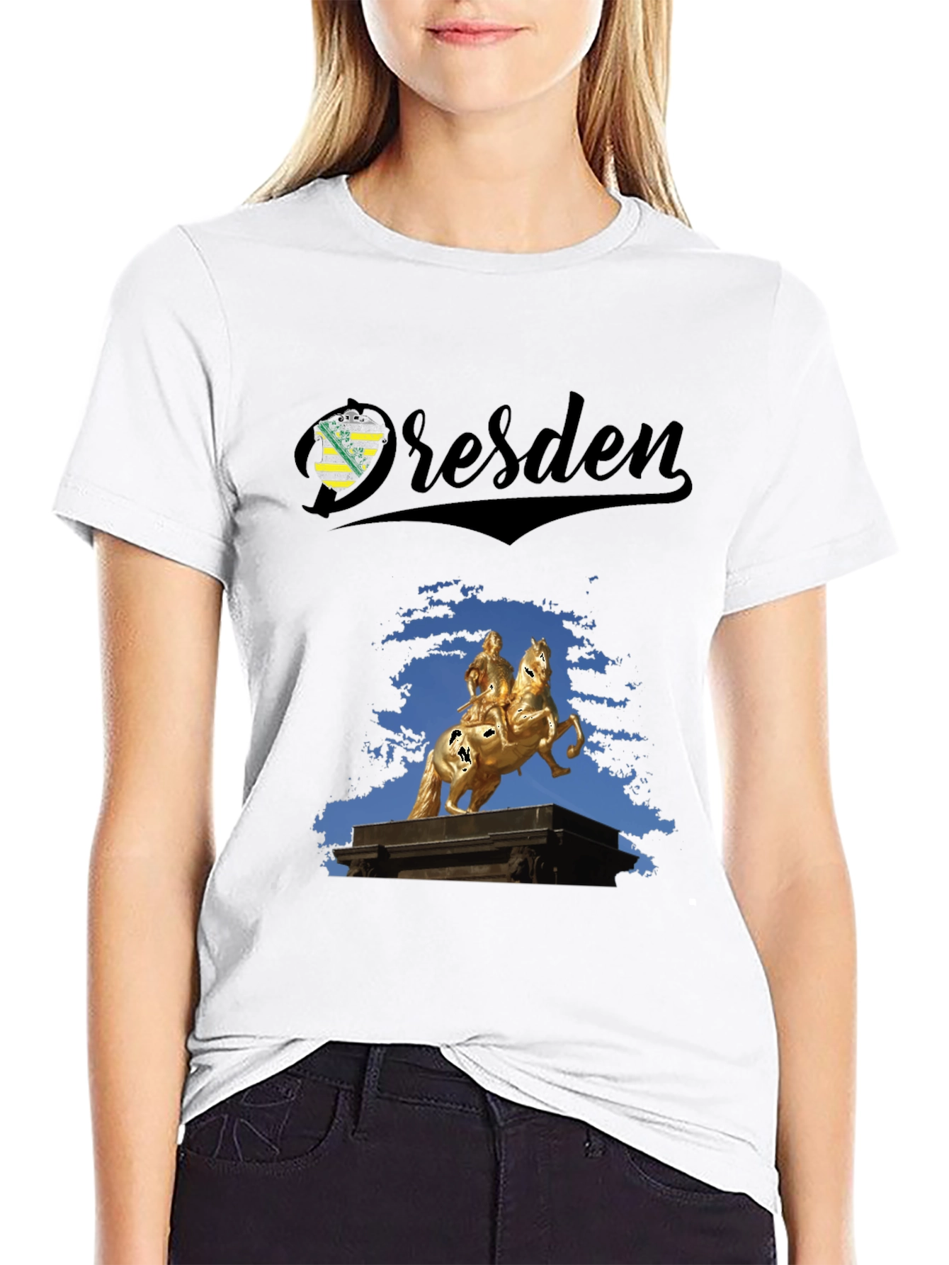 Dresden T-Shirt - Equestrian Statue Black Tee