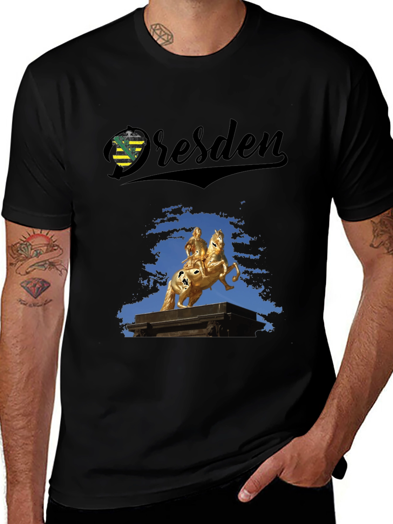Dresden T-Shirt - Equestrian Statue Black Tee