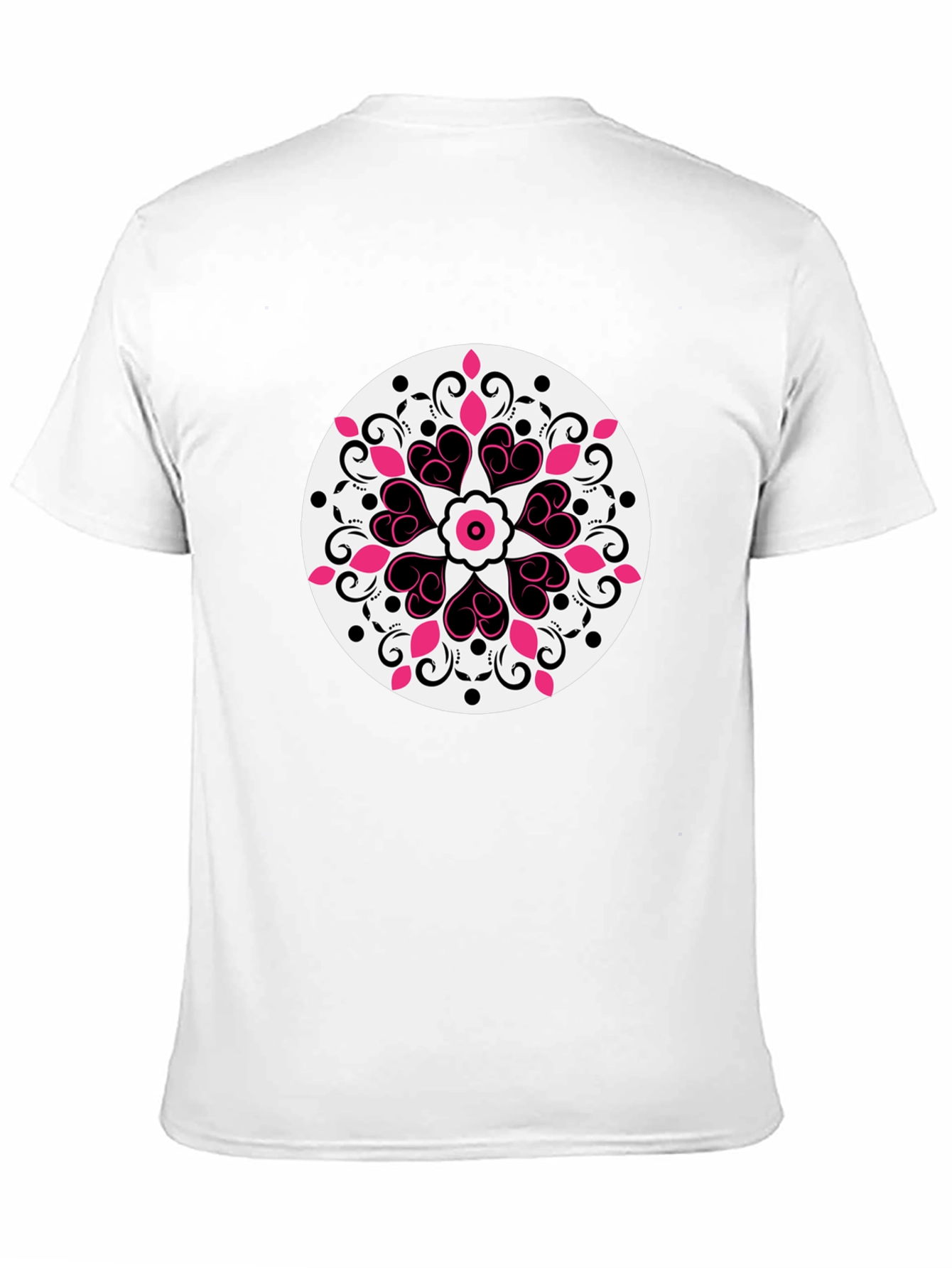 Heart Mandala Graphic Tee - Black Casual Style