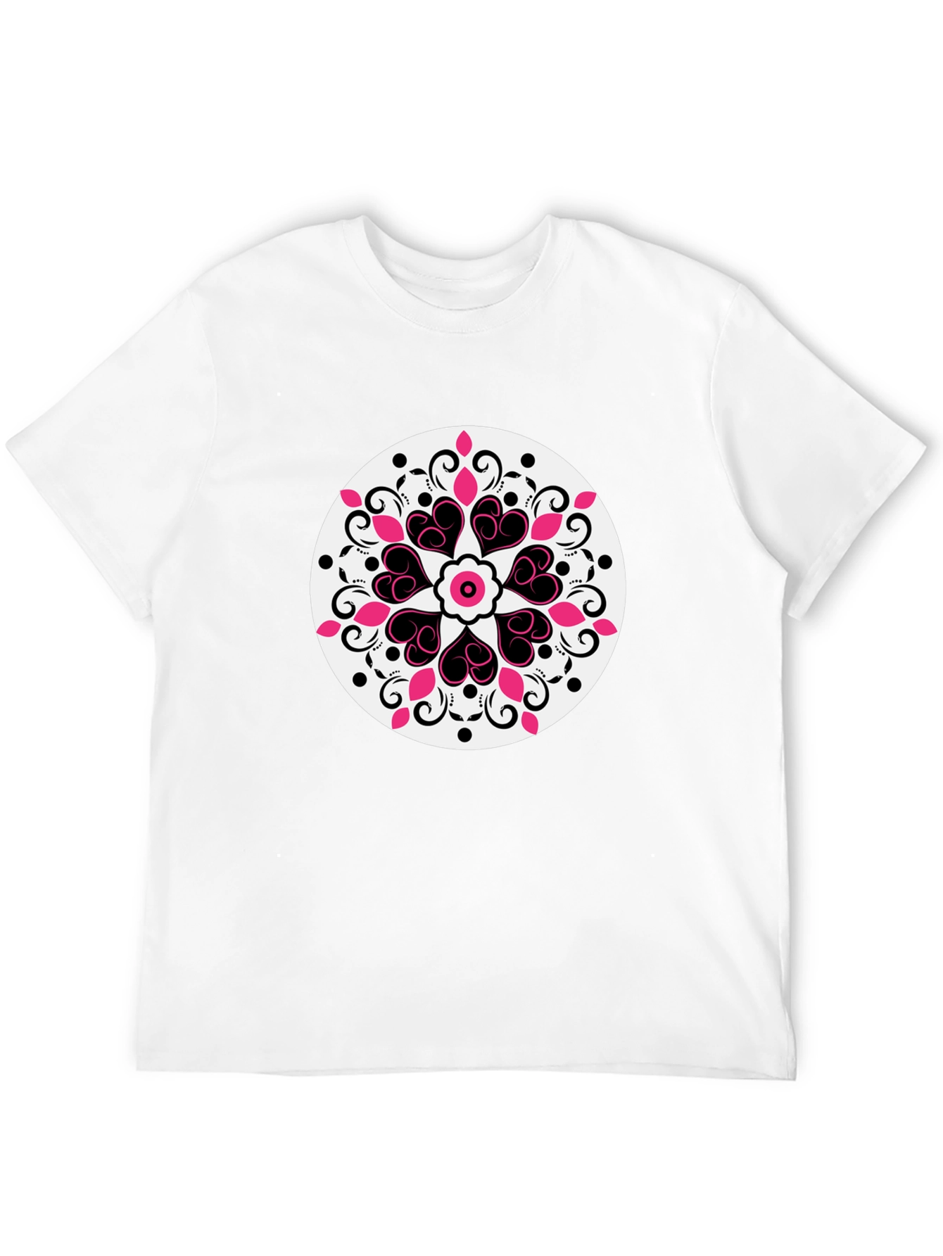 Heart Mandala Graphic Tee - Black Casual Style