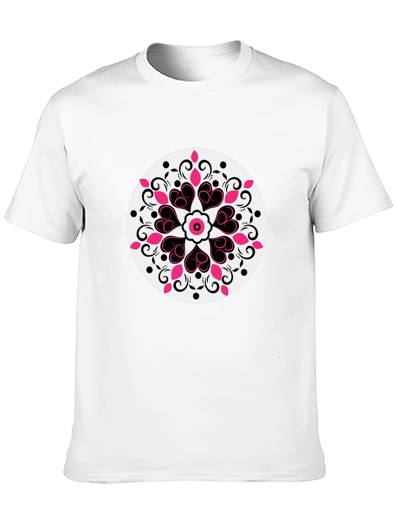 Heart Mandala Graphic Tee - Black Casual Style