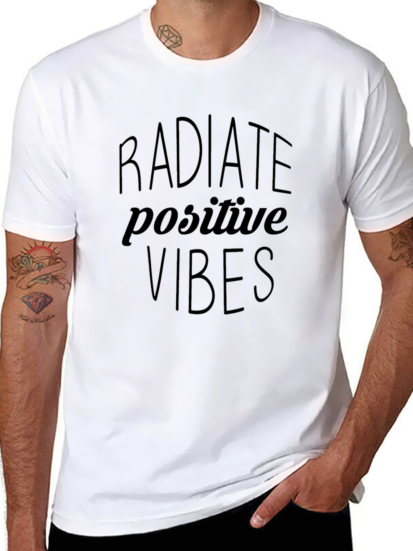 Radiate Positive Vibes Black Graphic Tee