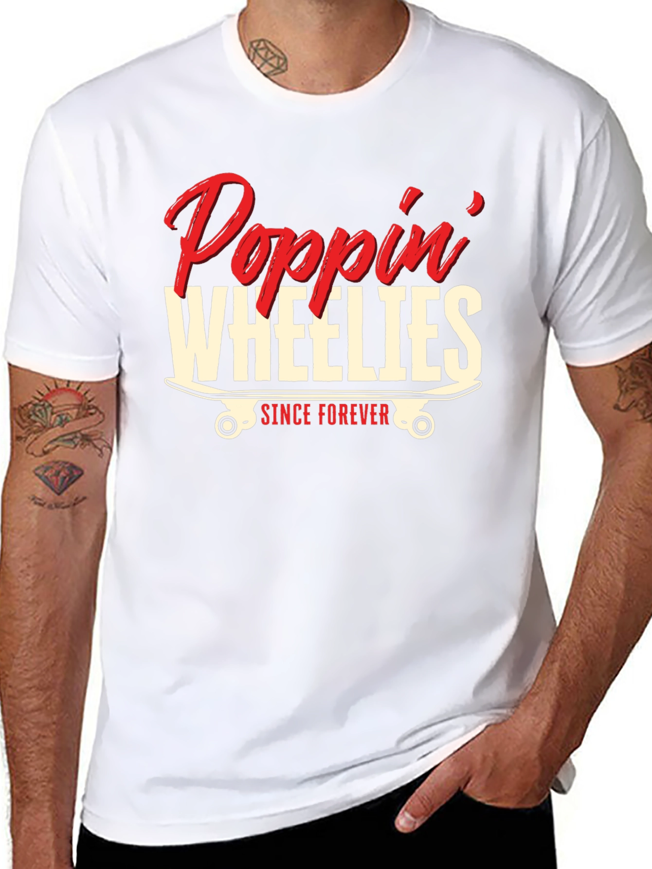 Poppin Wheelies Since Forever Black Graphic T-Shirt