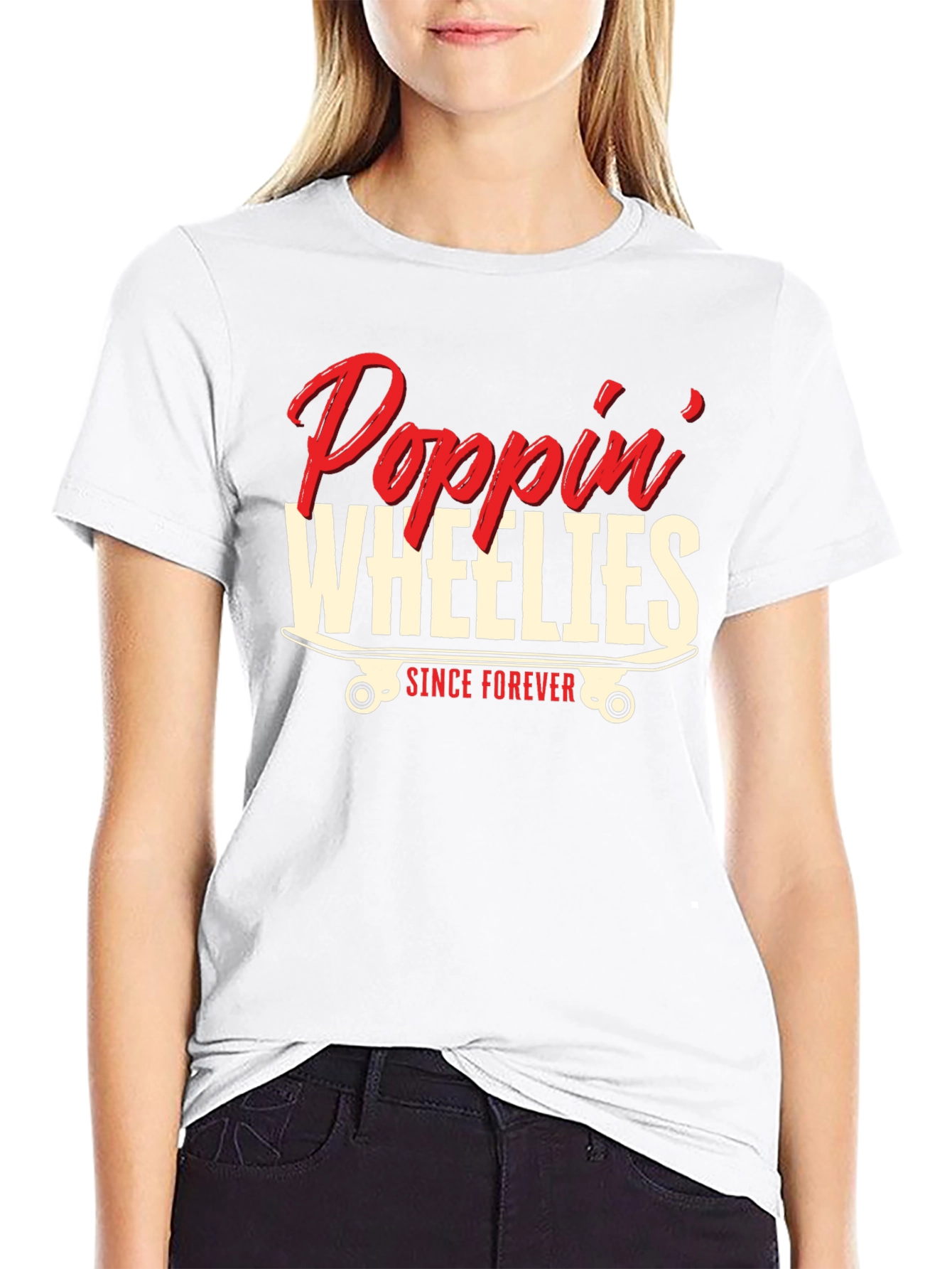 Poppin Wheelies Since Forever Black Graphic T-Shirt