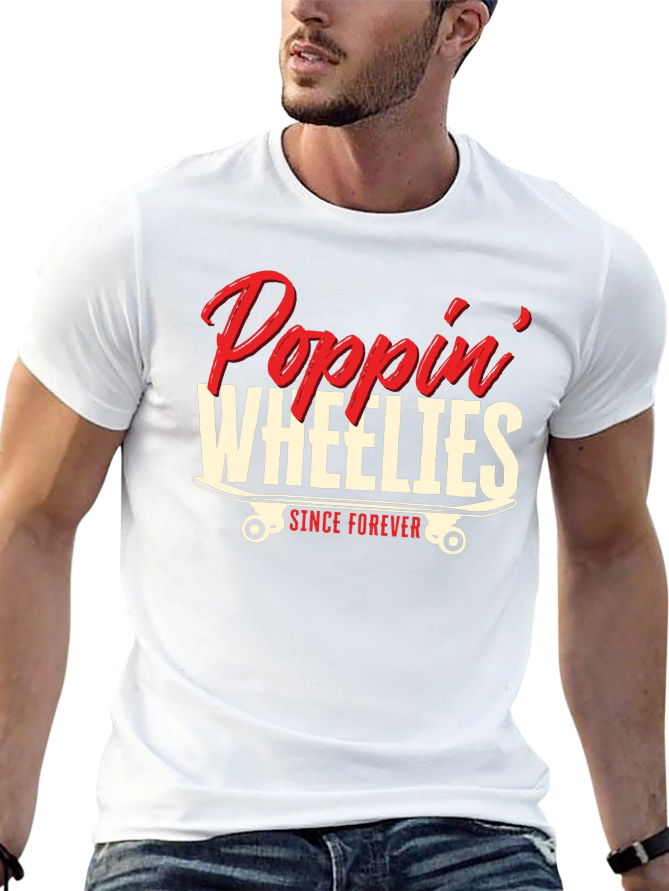 Poppin Wheelies Since Forever Black Graphic T-Shirt
