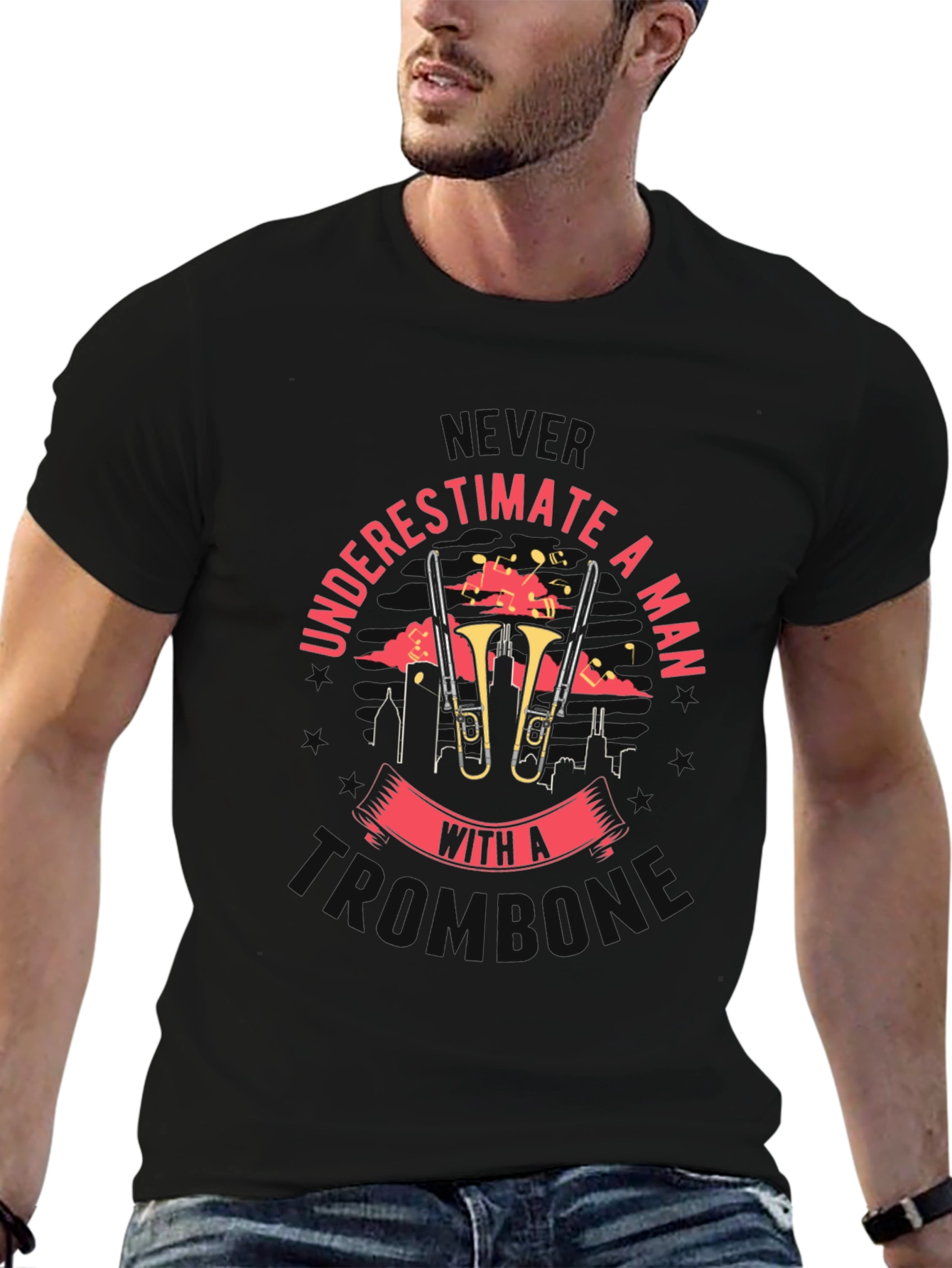 Never Underestimate A Man With A Trombone Tee