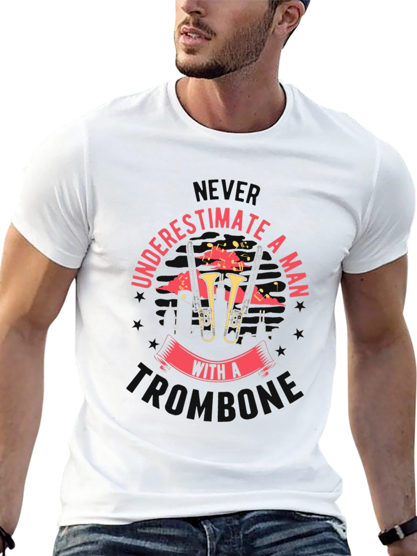 Never Underestimate A Man With A Trombone Tee