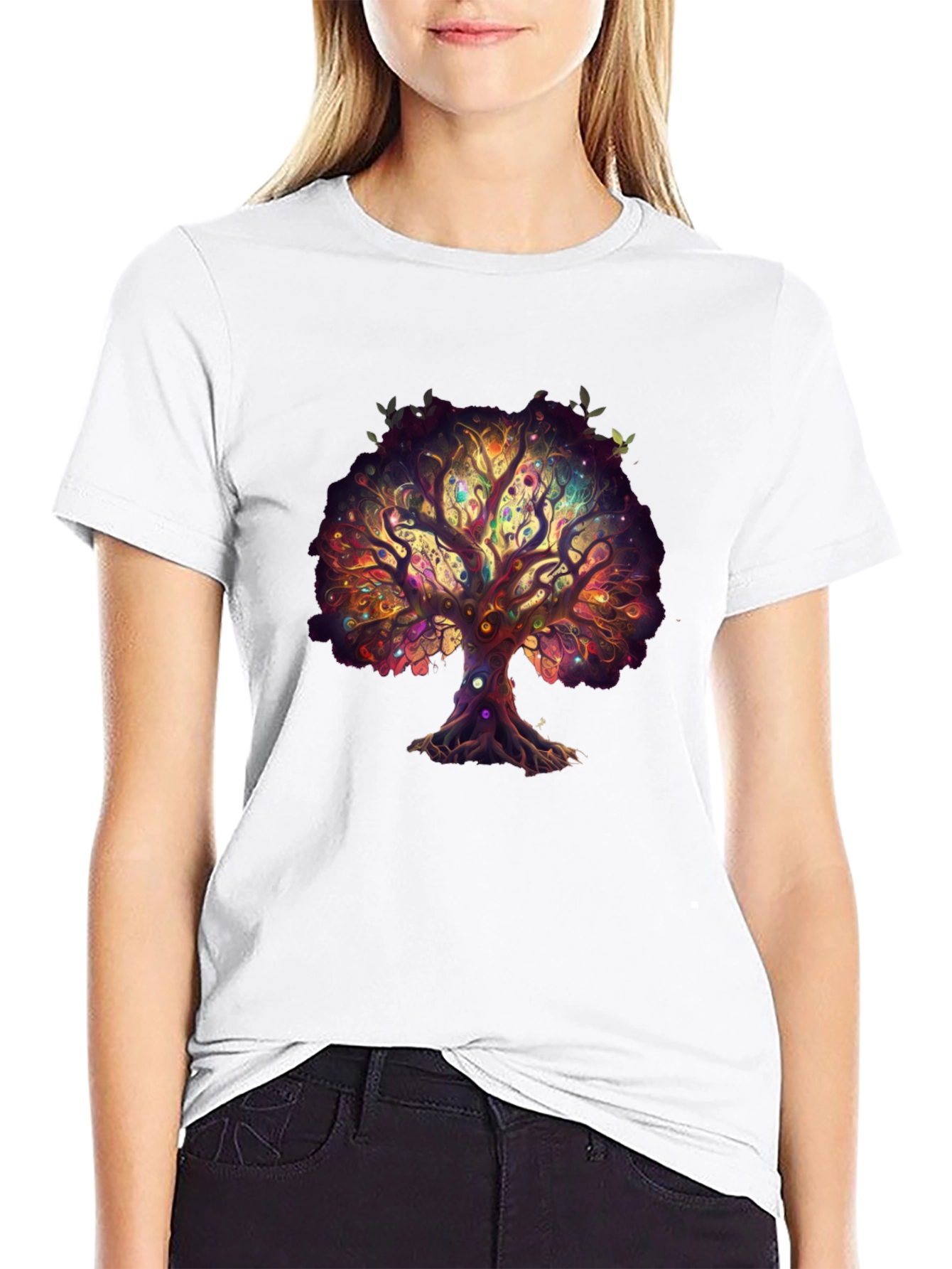 Mystical Tree Chakra T-Shirt - Artistic Design