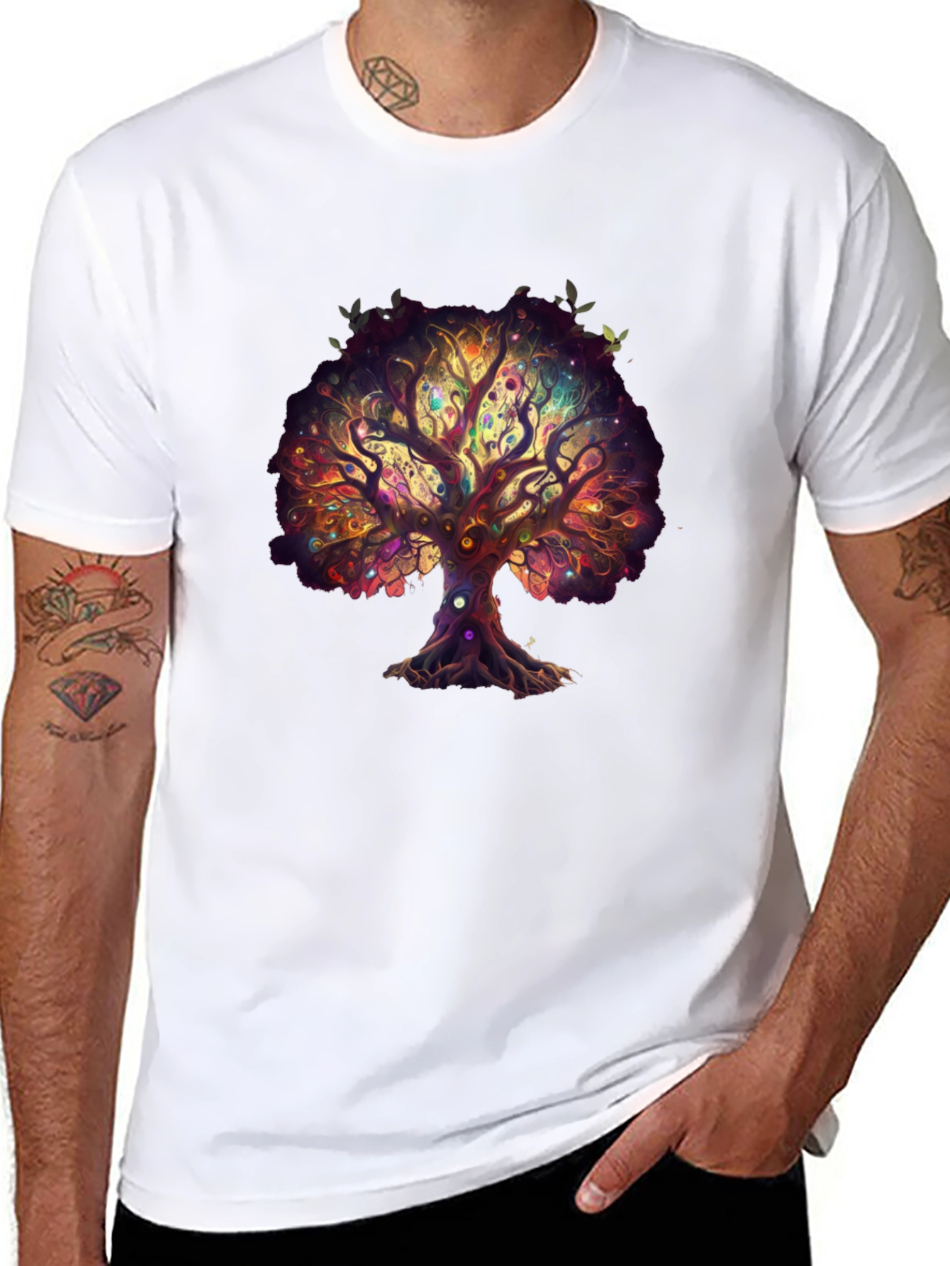 Mystical Tree Chakra T-Shirt - Artistic Design