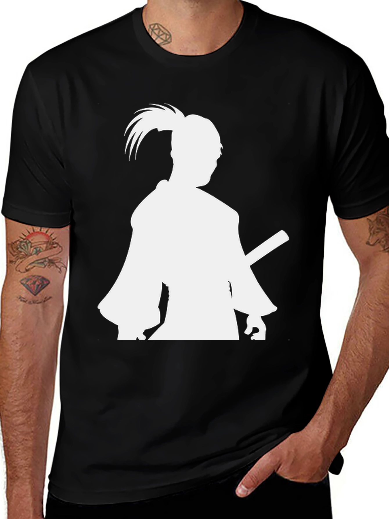 Samurai Silhouette T-Shirt - Black