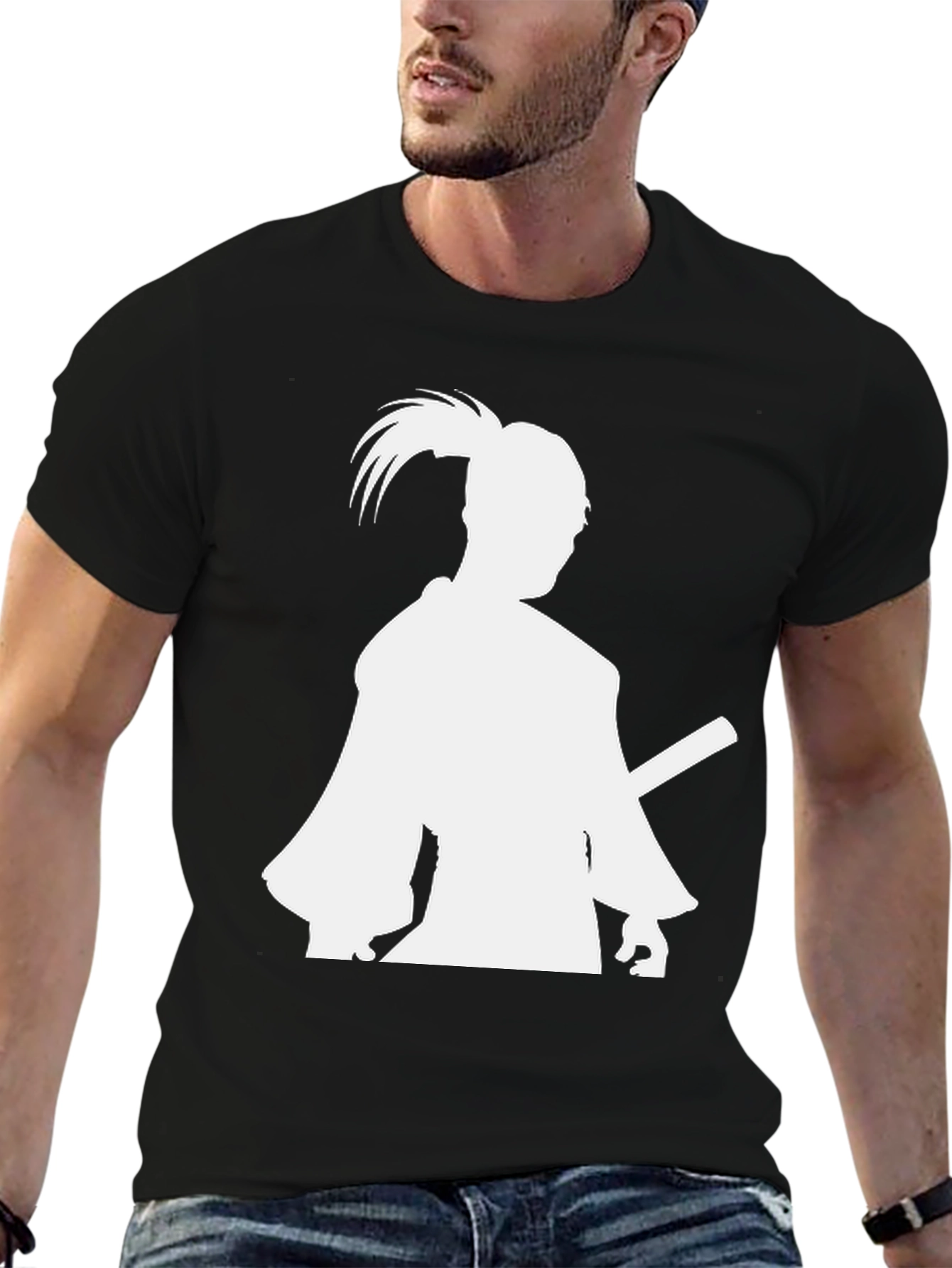 Samurai Silhouette T-Shirt - Black