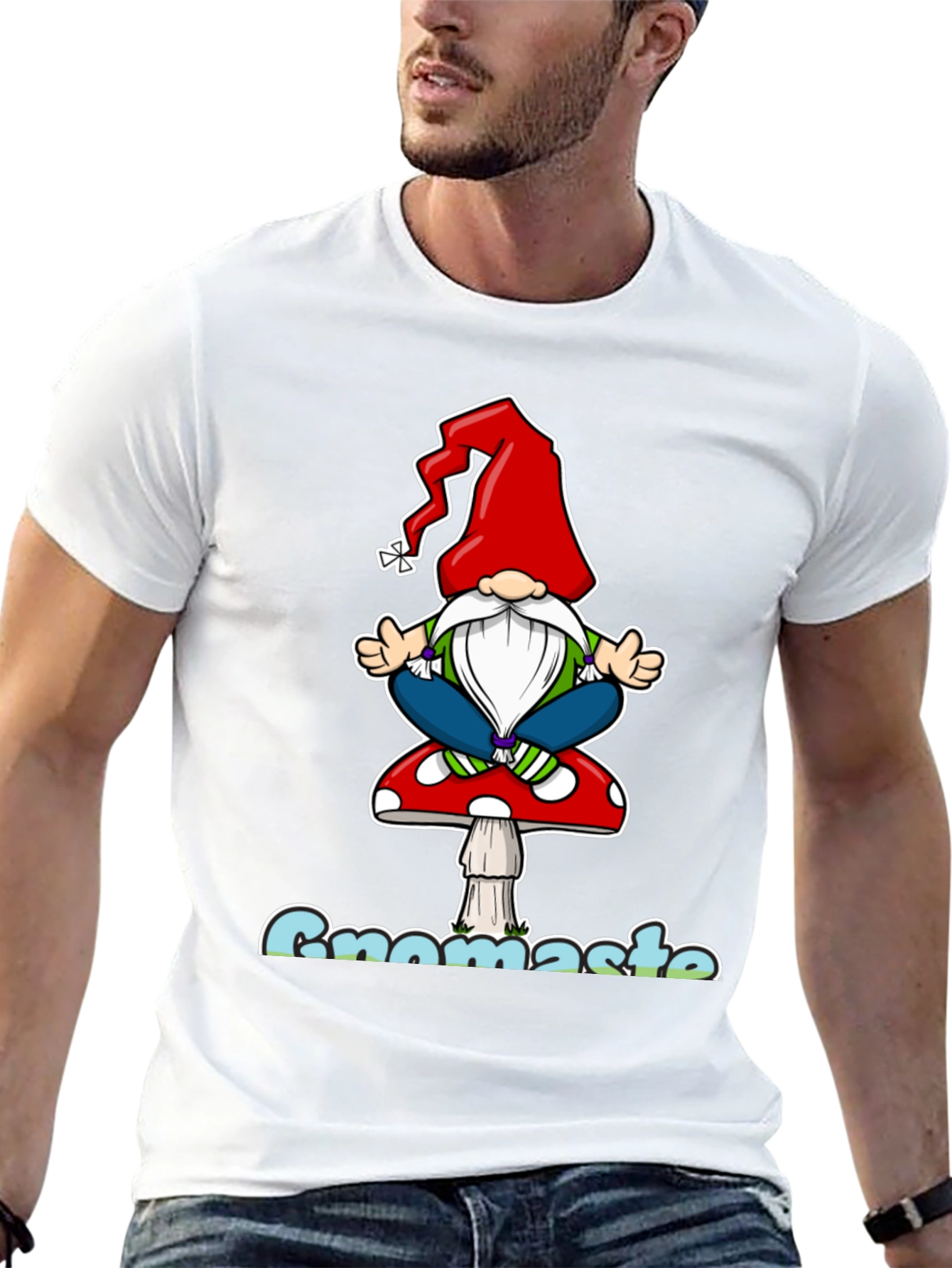 Gnomaste T-Shirt - Yoga Gnome on Mushroom