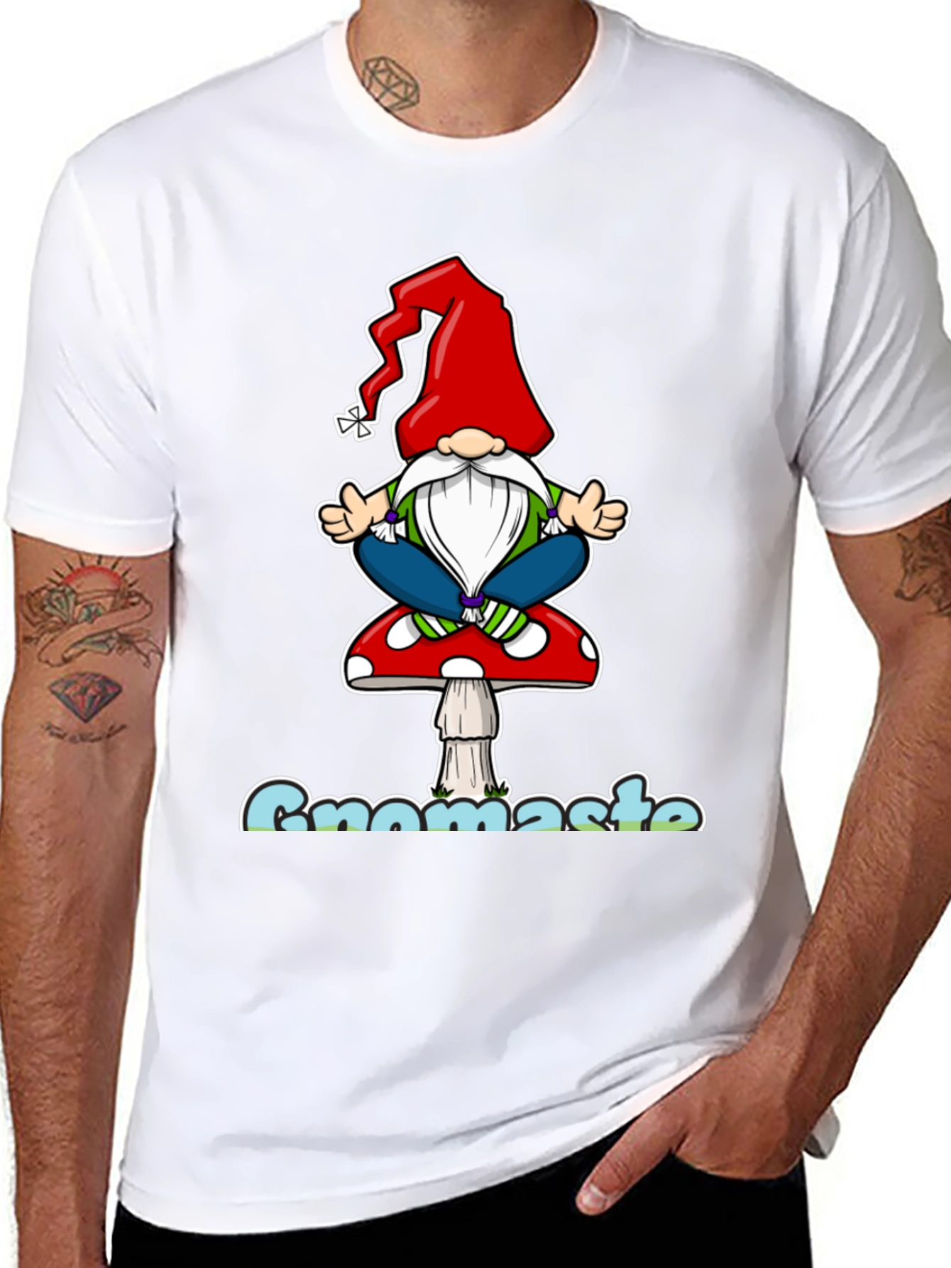 Gnomaste T-Shirt - Yoga Gnome on Mushroom