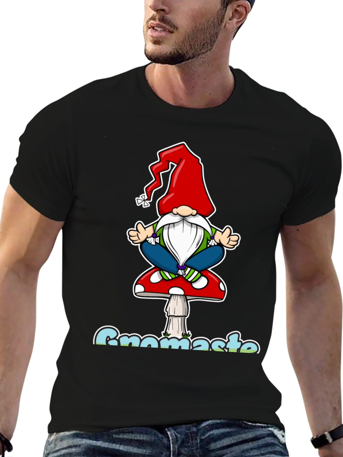Gnomaste T-Shirt - Yoga Gnome on Mushroom