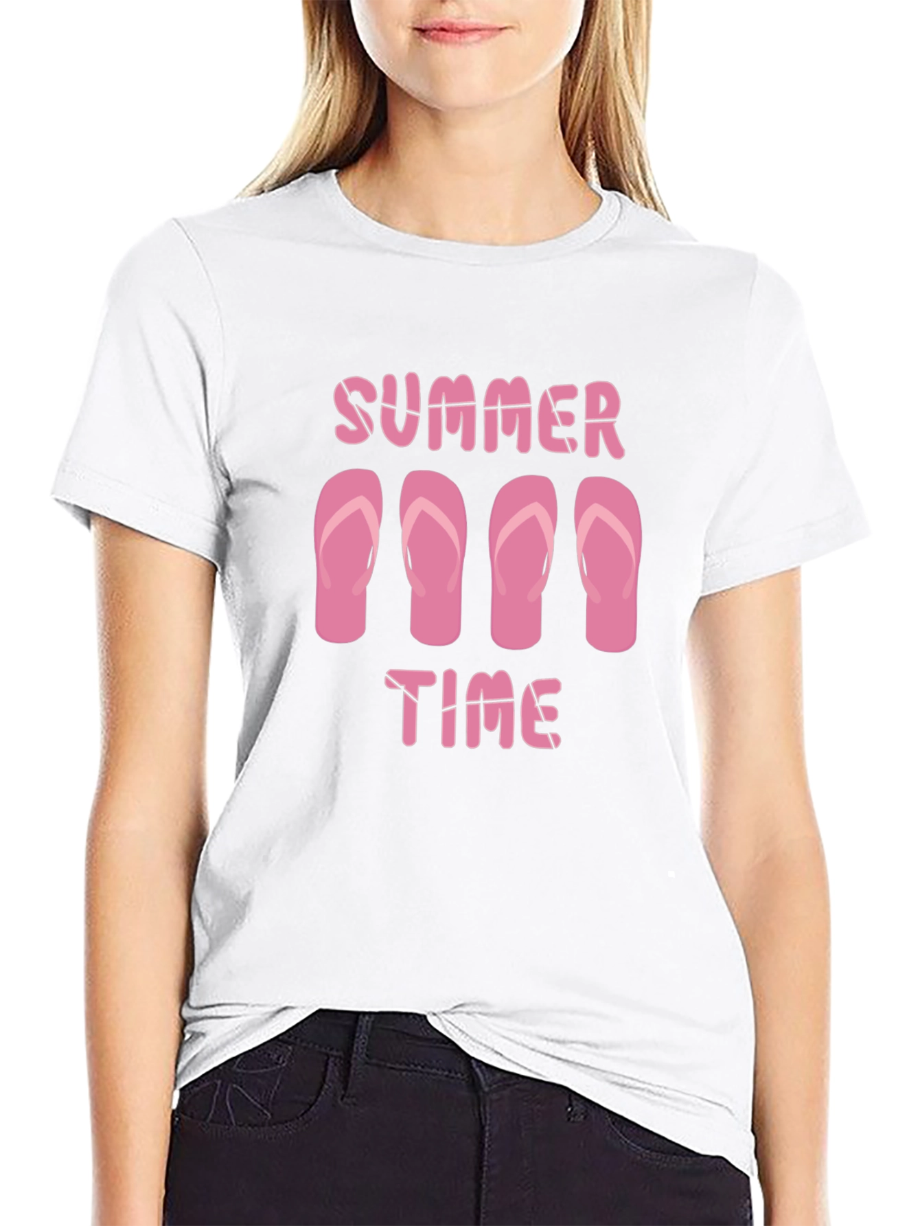 Summer Time Flip Flop Graphic Tee - Black