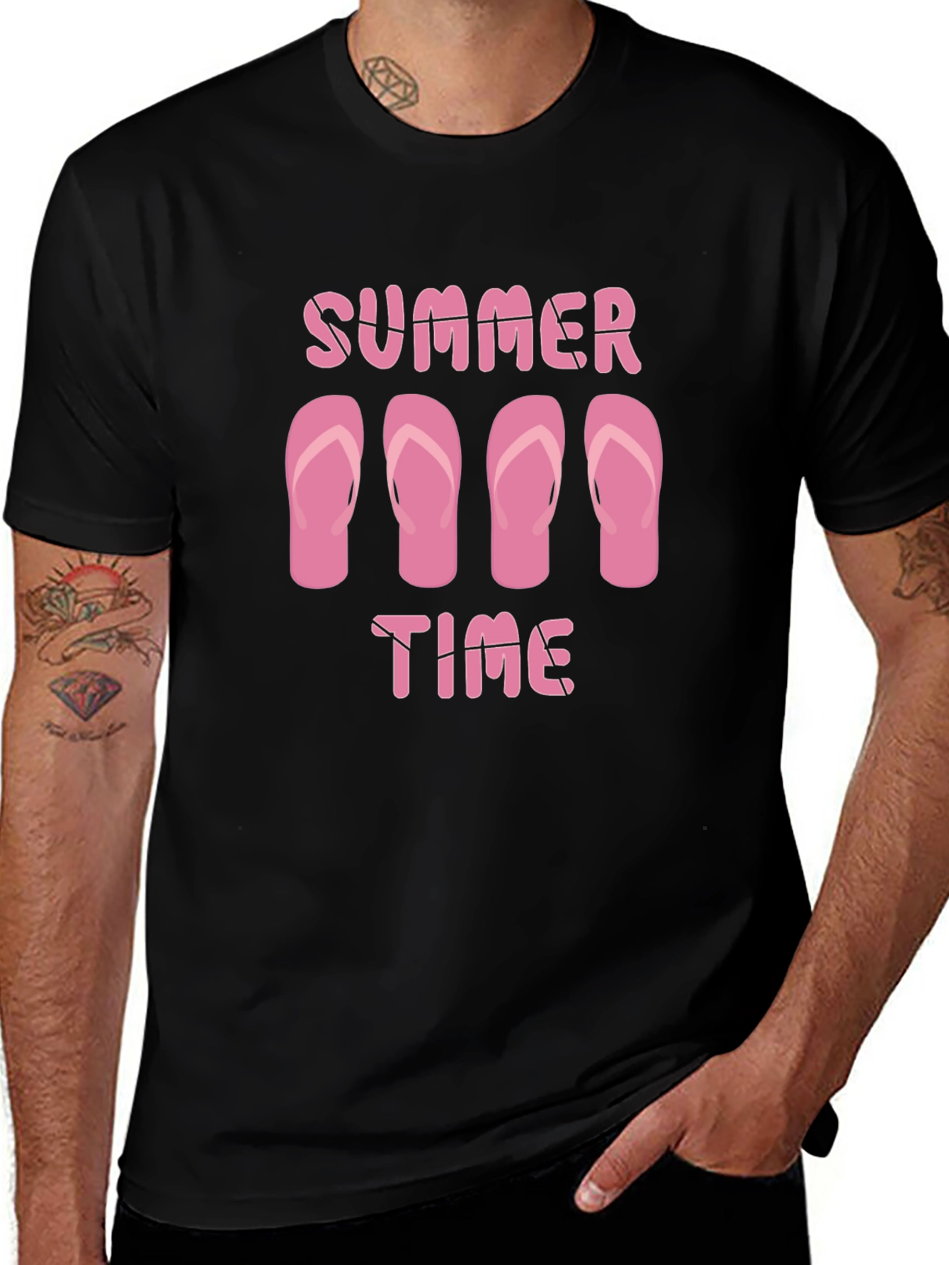 Summer Time Flip Flop Graphic Tee - Black