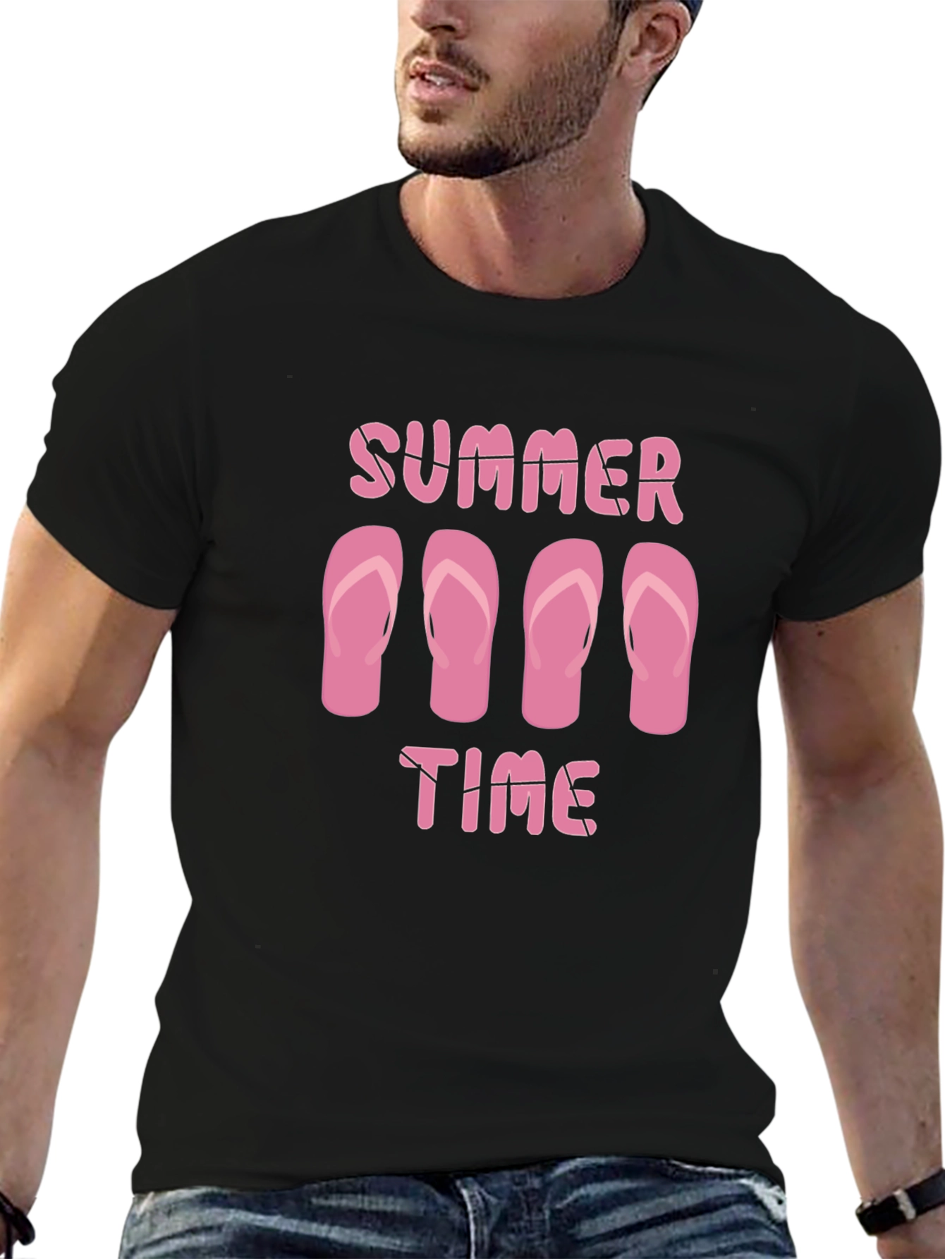 Summer Time Flip Flop Graphic Tee - Black
