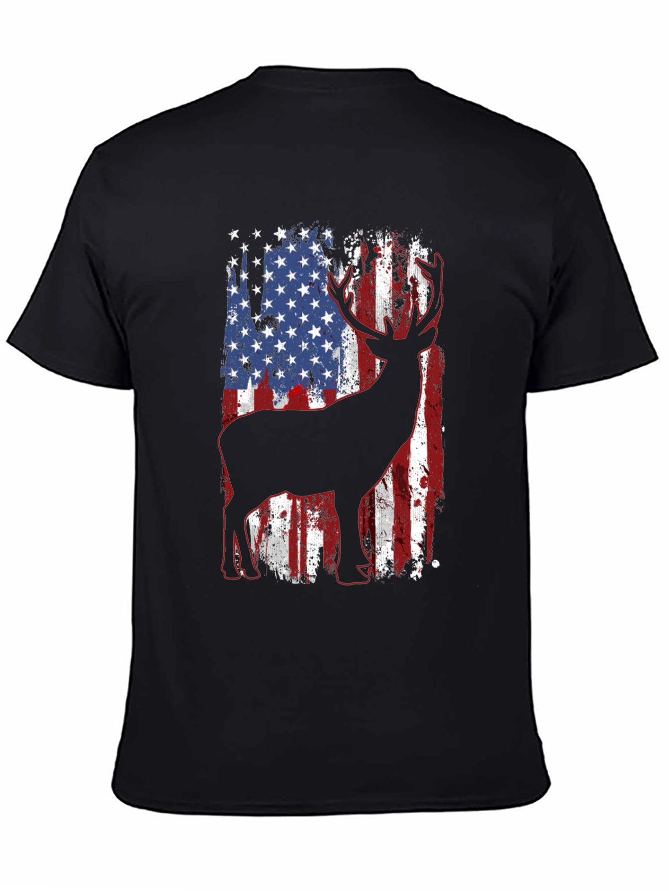 American Flag Deer Graphic T-Shirt