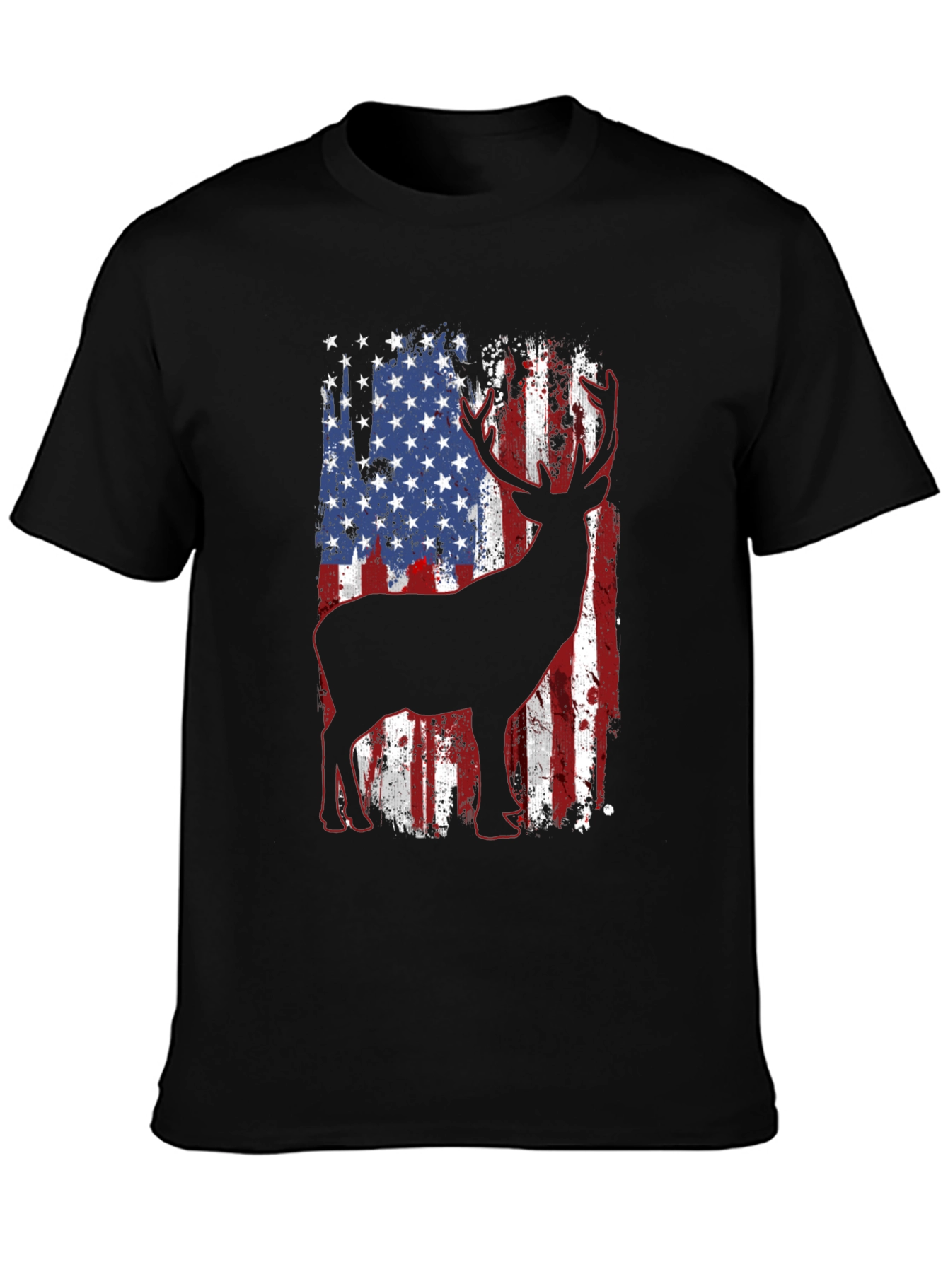 American Flag Deer Graphic T-Shirt