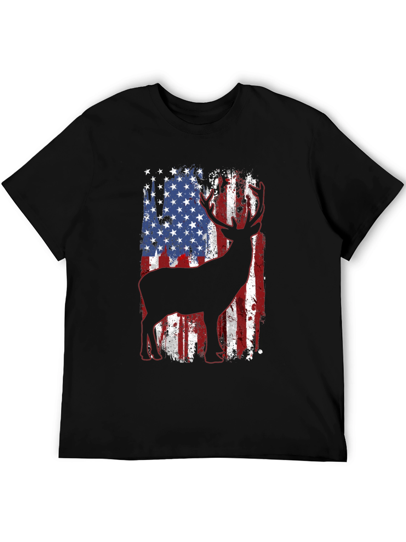 American Flag Deer Graphic T-Shirt