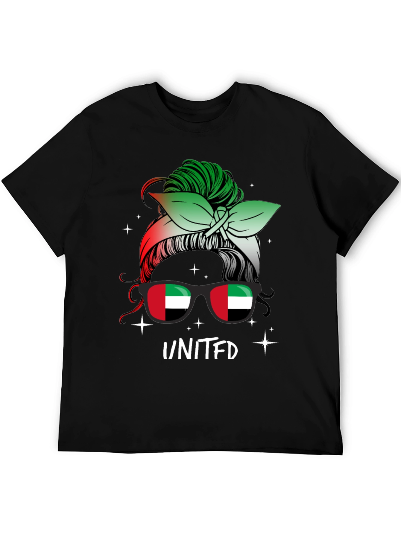 United Arab Emirates Flag Messy Bun T-Shirt