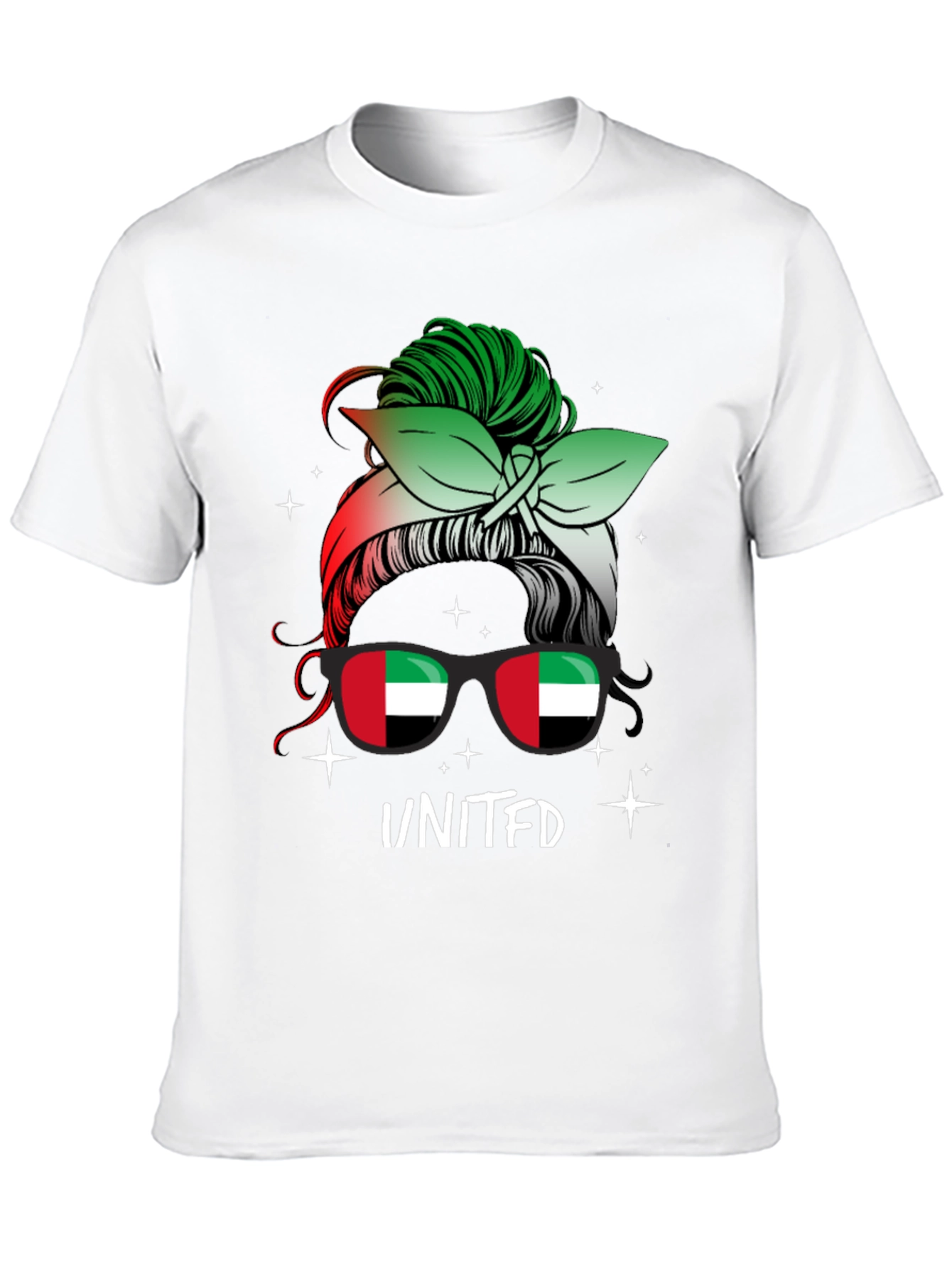 United Arab Emirates Flag Messy Bun T-Shirt