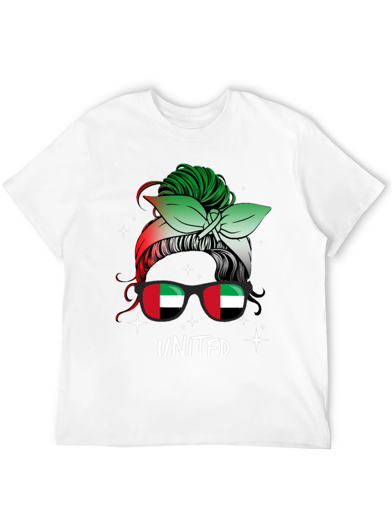 United Arab Emirates Flag Messy Bun T-Shirt