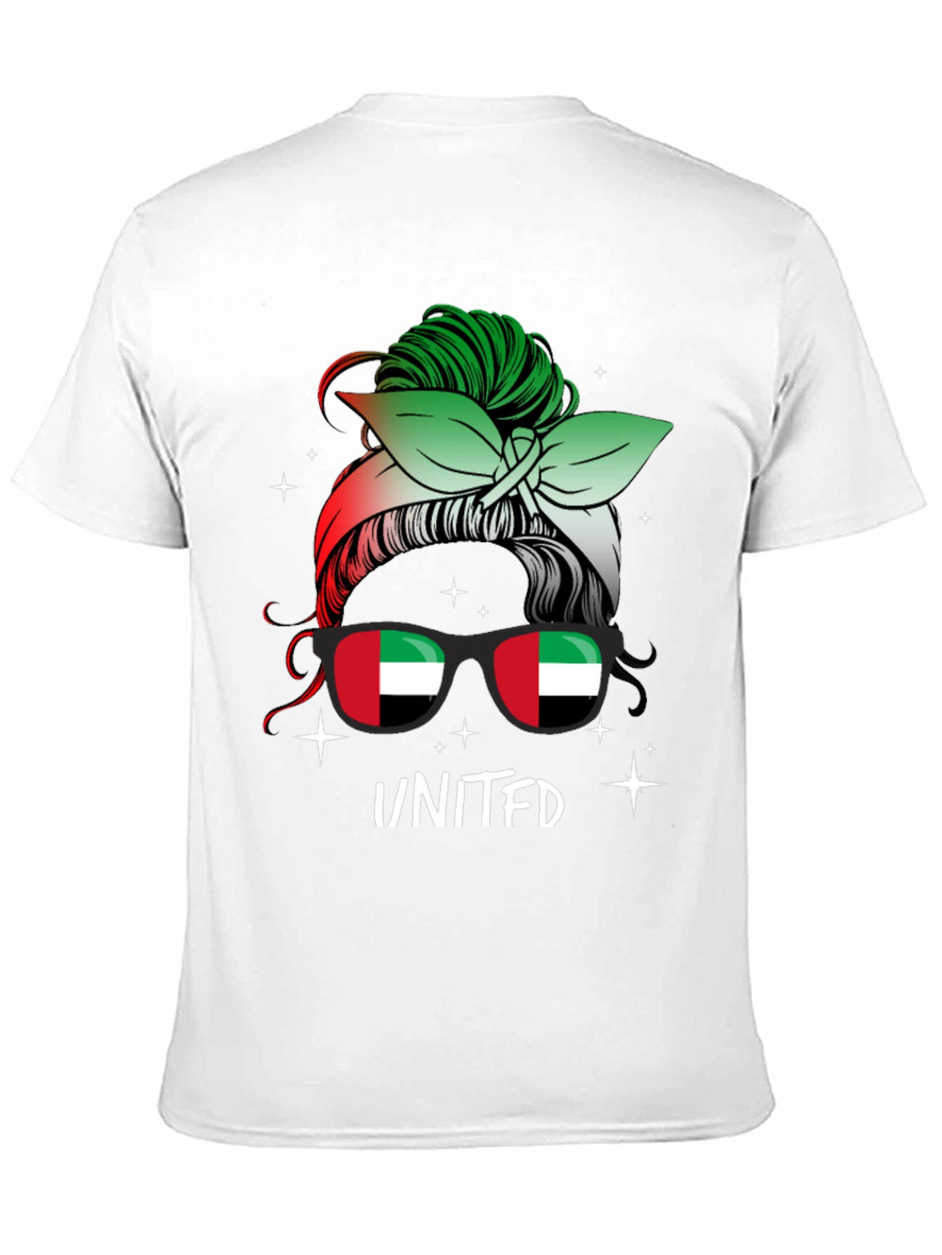 United Arab Emirates Flag Messy Bun T-Shirt