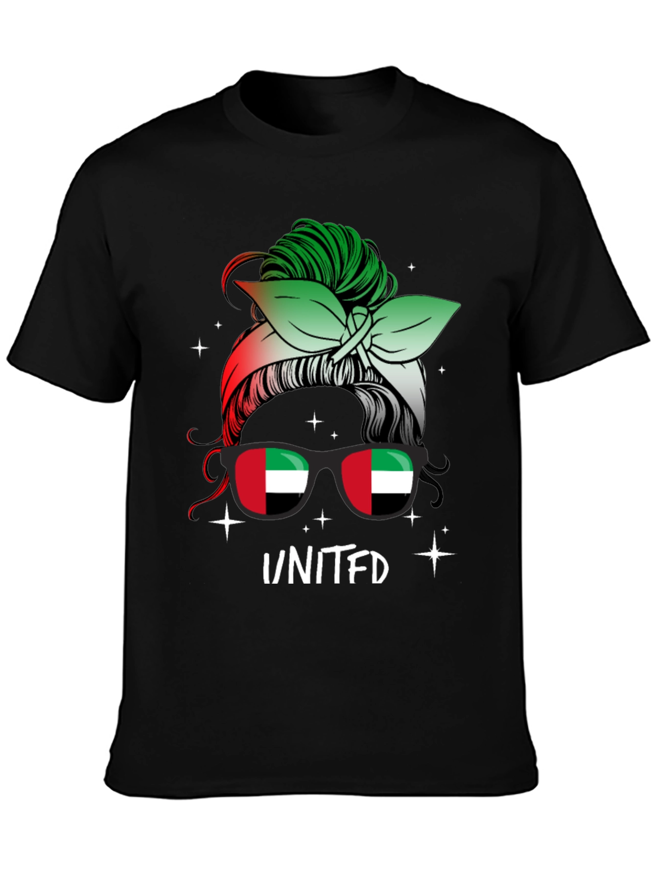 United Arab Emirates Flag Messy Bun T-Shirt