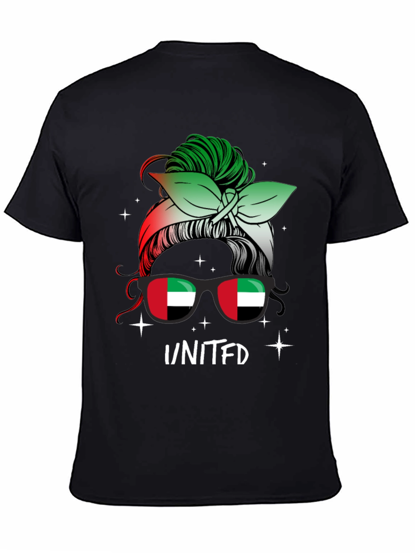 United Arab Emirates Flag Messy Bun T-Shirt