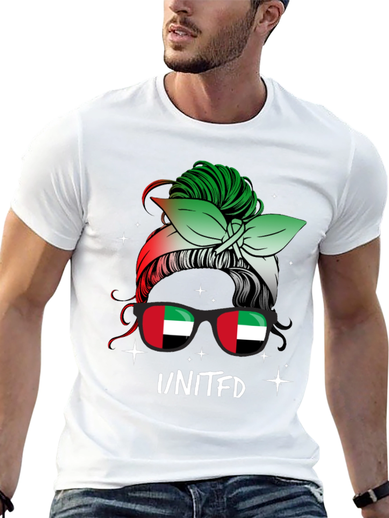United Arab Emirates Flag Messy Bun T-Shirt
