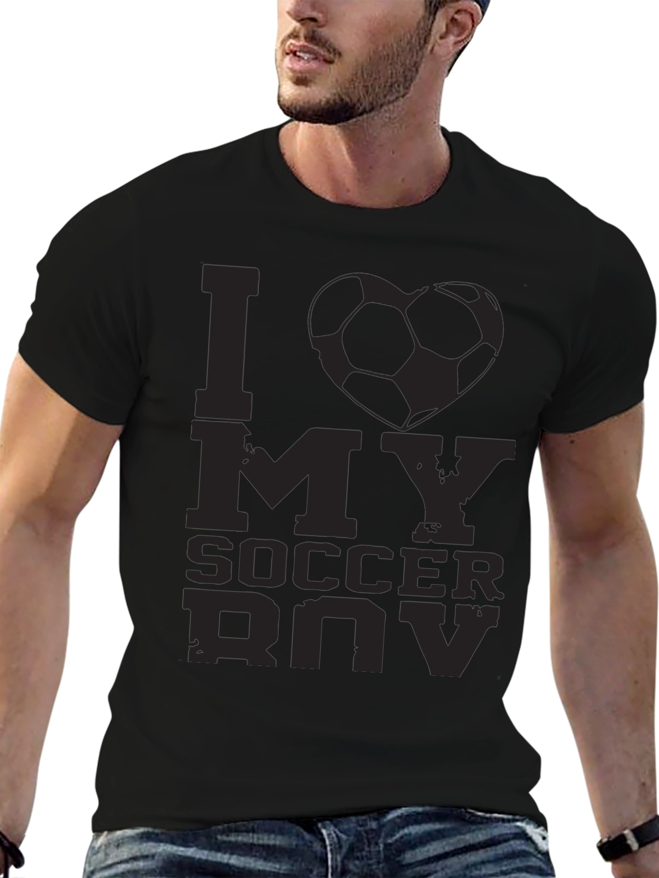 I Love My Soccer Boy T-Shirt - Black