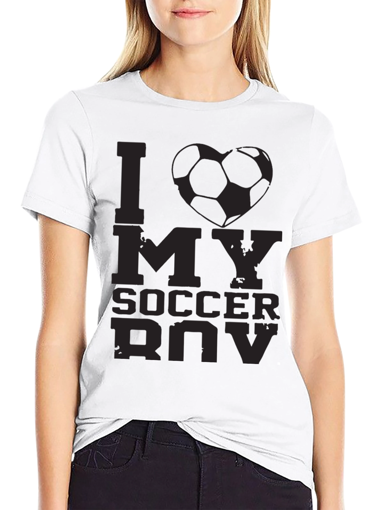 I Love My Soccer Boy T-Shirt - Black