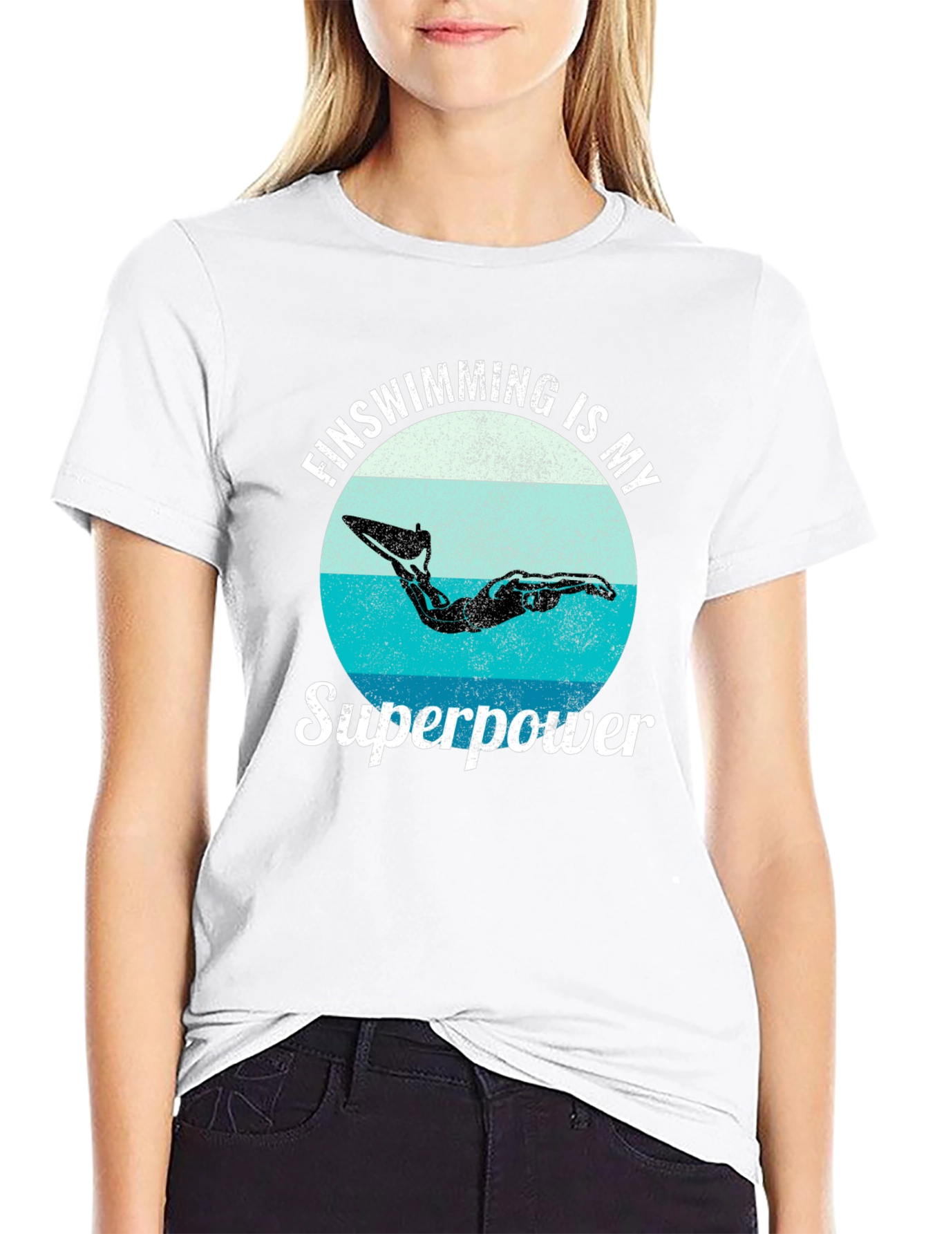 Finswimming is My Superpower Black T-Shirt