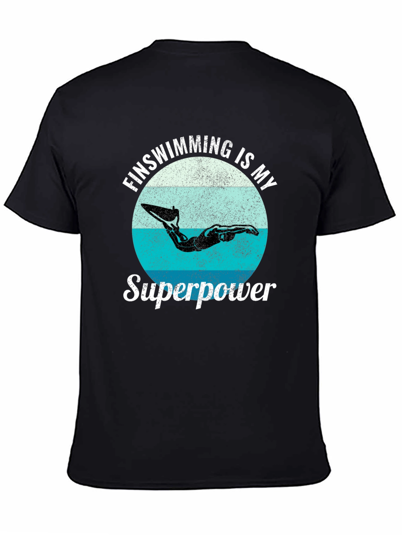Finswimming is My Superpower Black T-Shirt