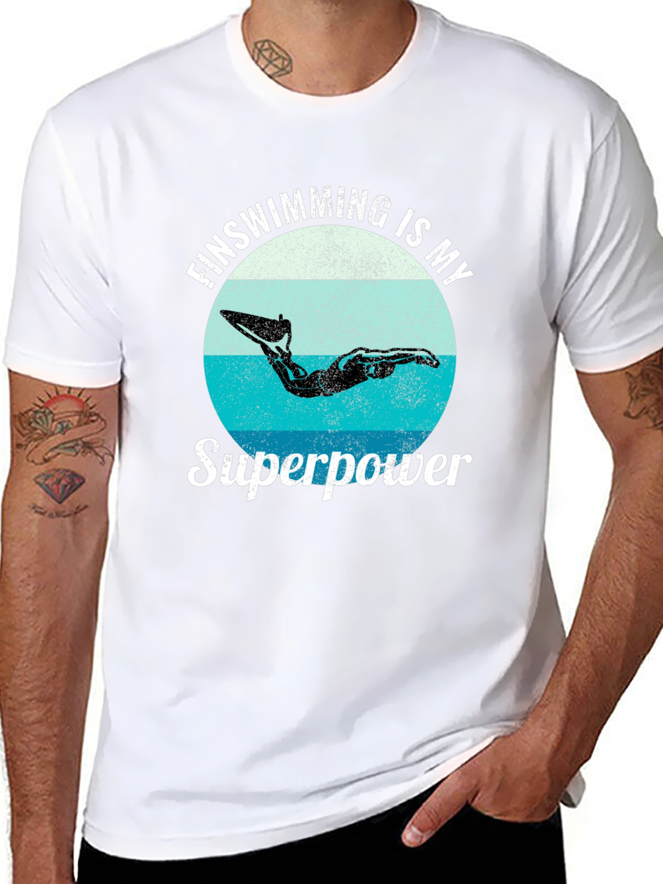 Finswimming is My Superpower Black T-Shirt