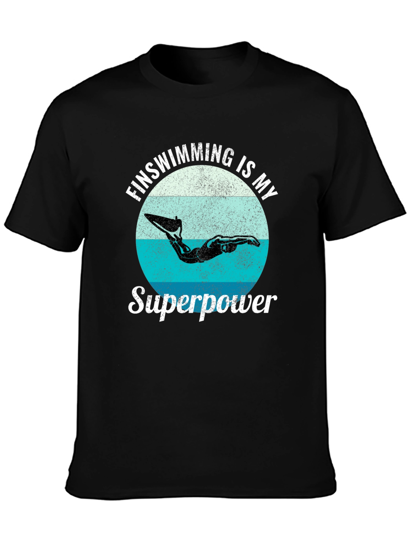 Finswimming is My Superpower Black T-Shirt