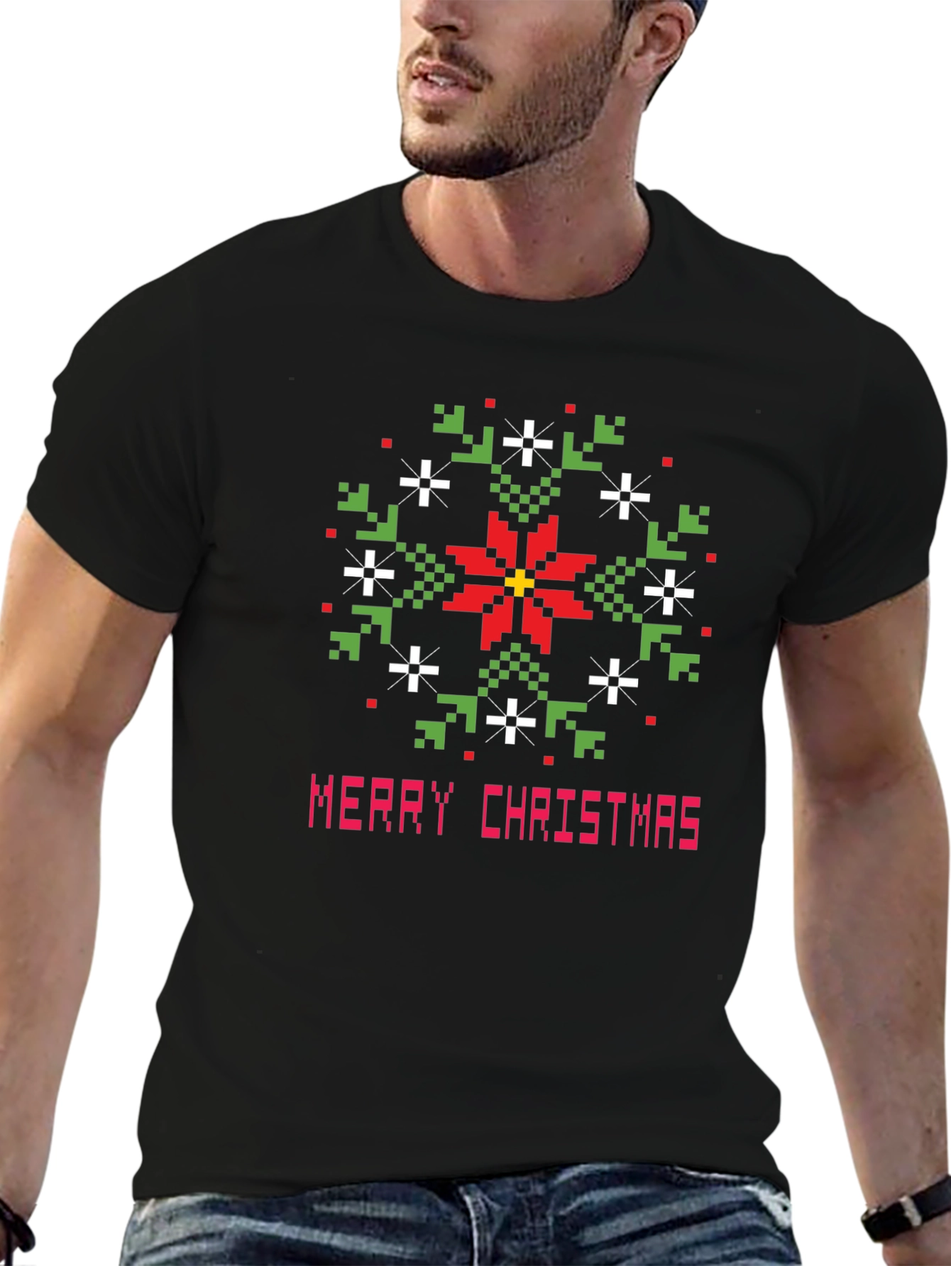 Pixelated Merry Christmas T-Shirt