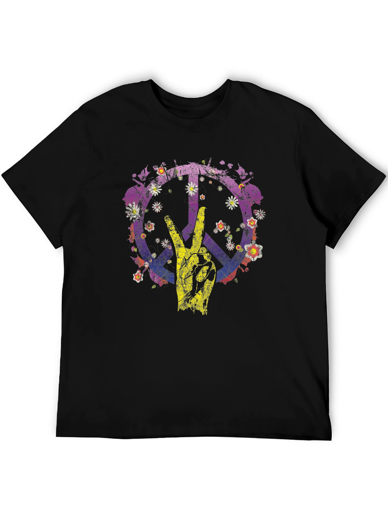 Floral Peace Sign Graphic T-Shirt