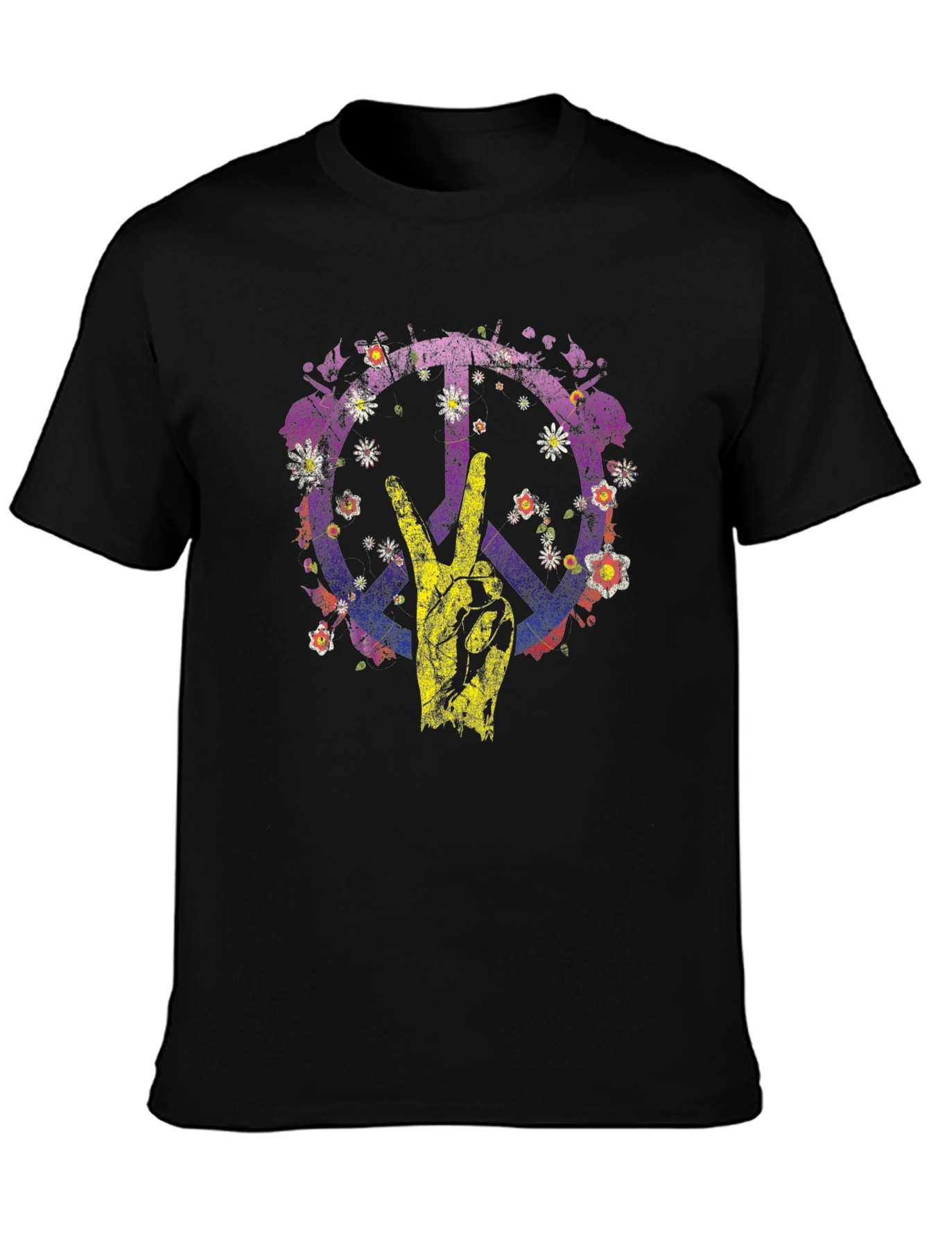 Floral Peace Sign Graphic T-Shirt