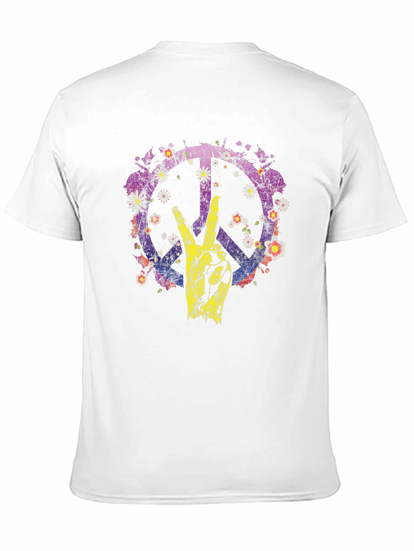 Floral Peace Sign Graphic T-Shirt