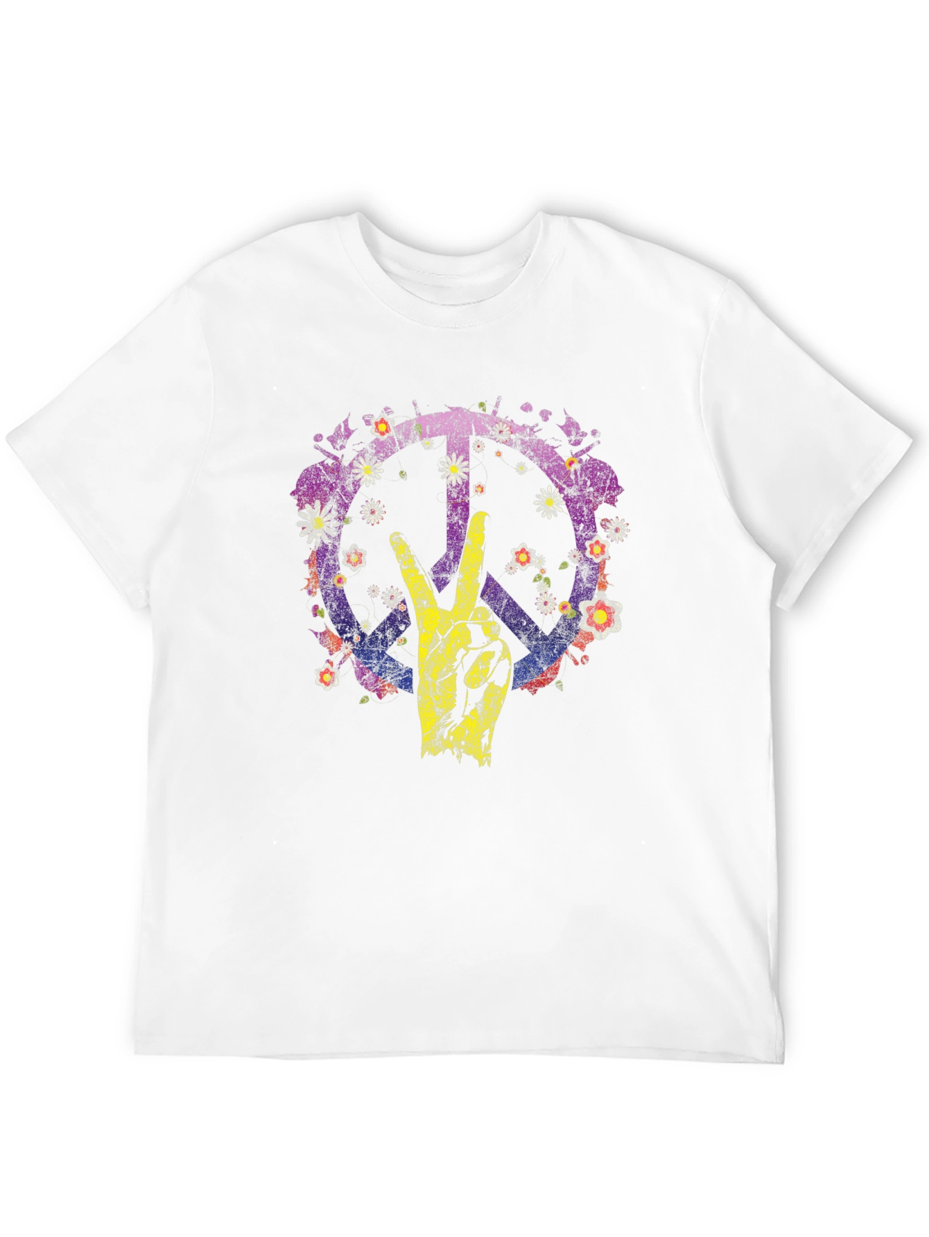 Floral Peace Sign Graphic T-Shirt