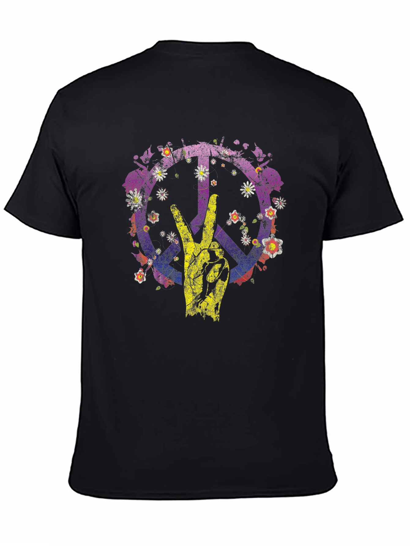 Floral Peace Sign Graphic T-Shirt