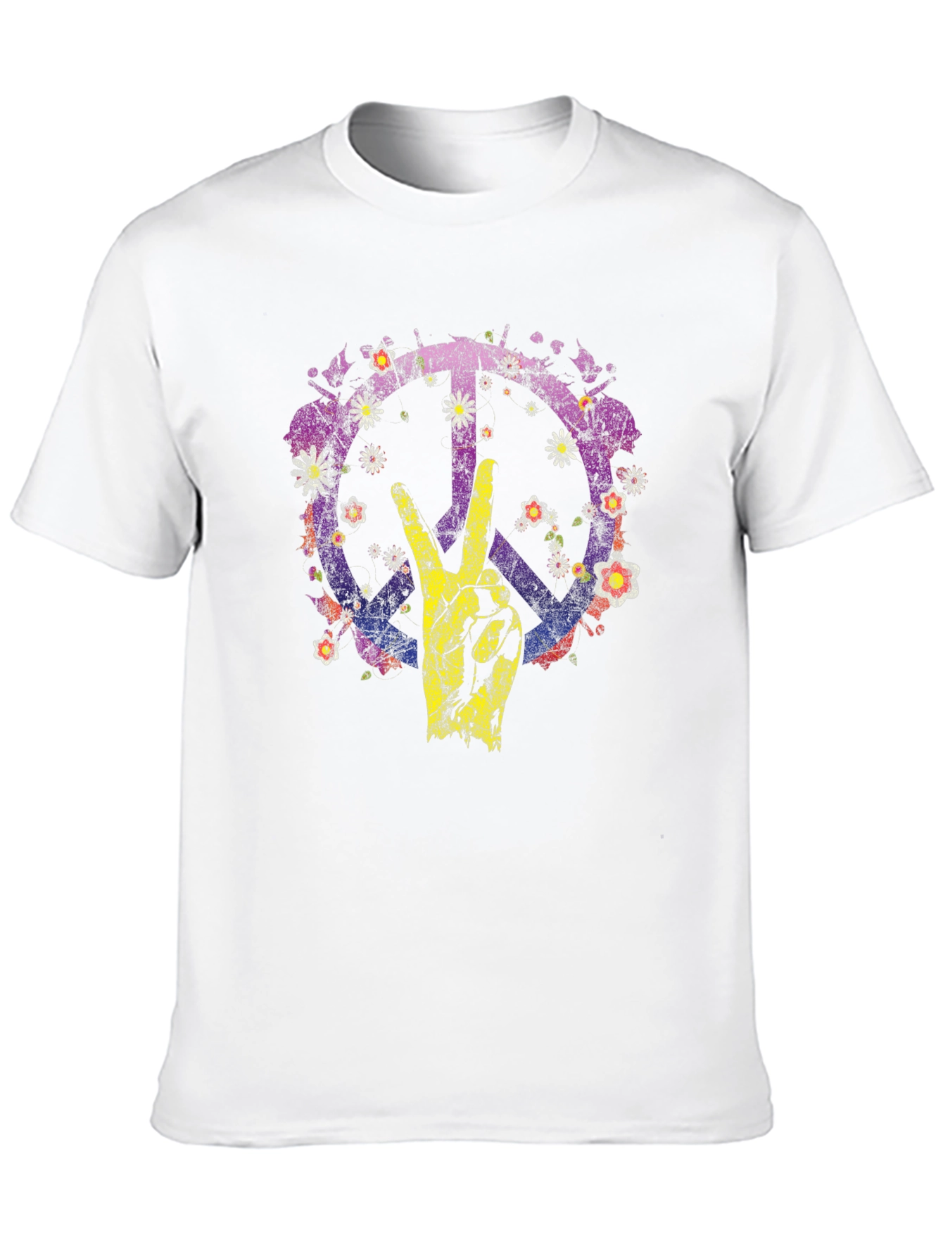 Floral Peace Sign Graphic T-Shirt