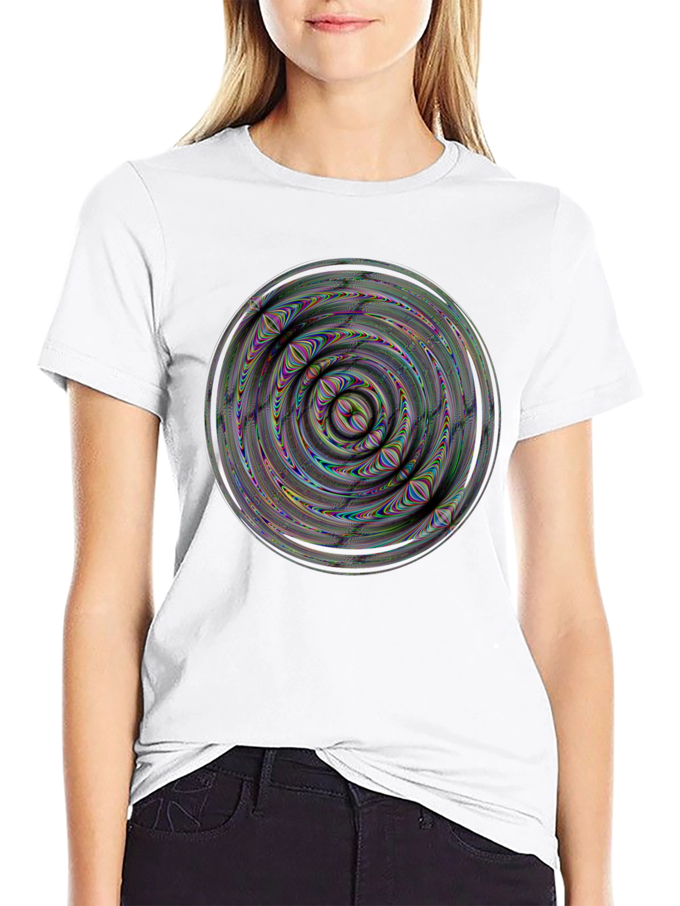 Abstract Psychedelic Swirl Graphic Black T-Shirt