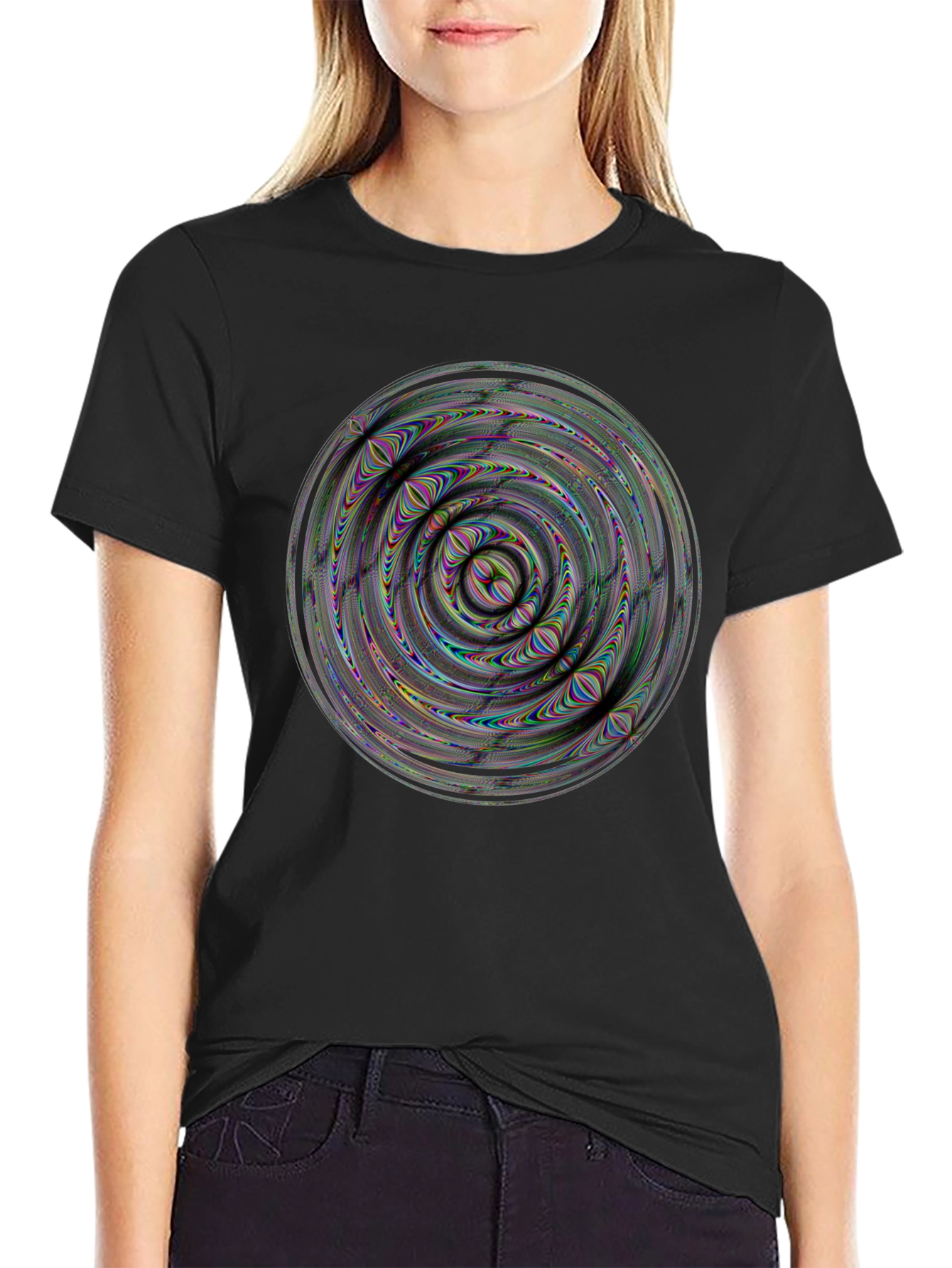 Abstract Psychedelic Swirl Graphic Black T-Shirt