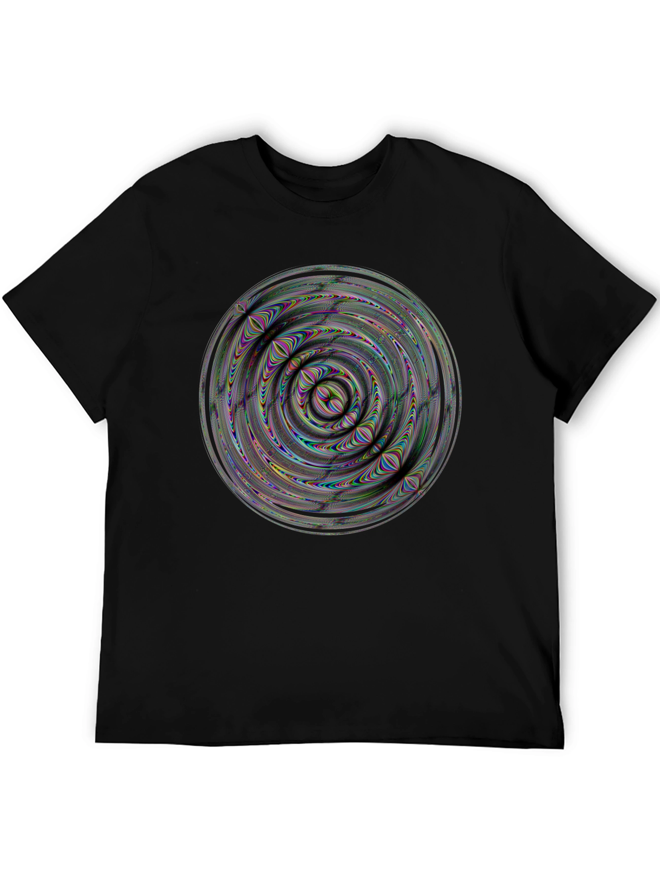 Abstract Psychedelic Swirl Graphic Black T-Shirt