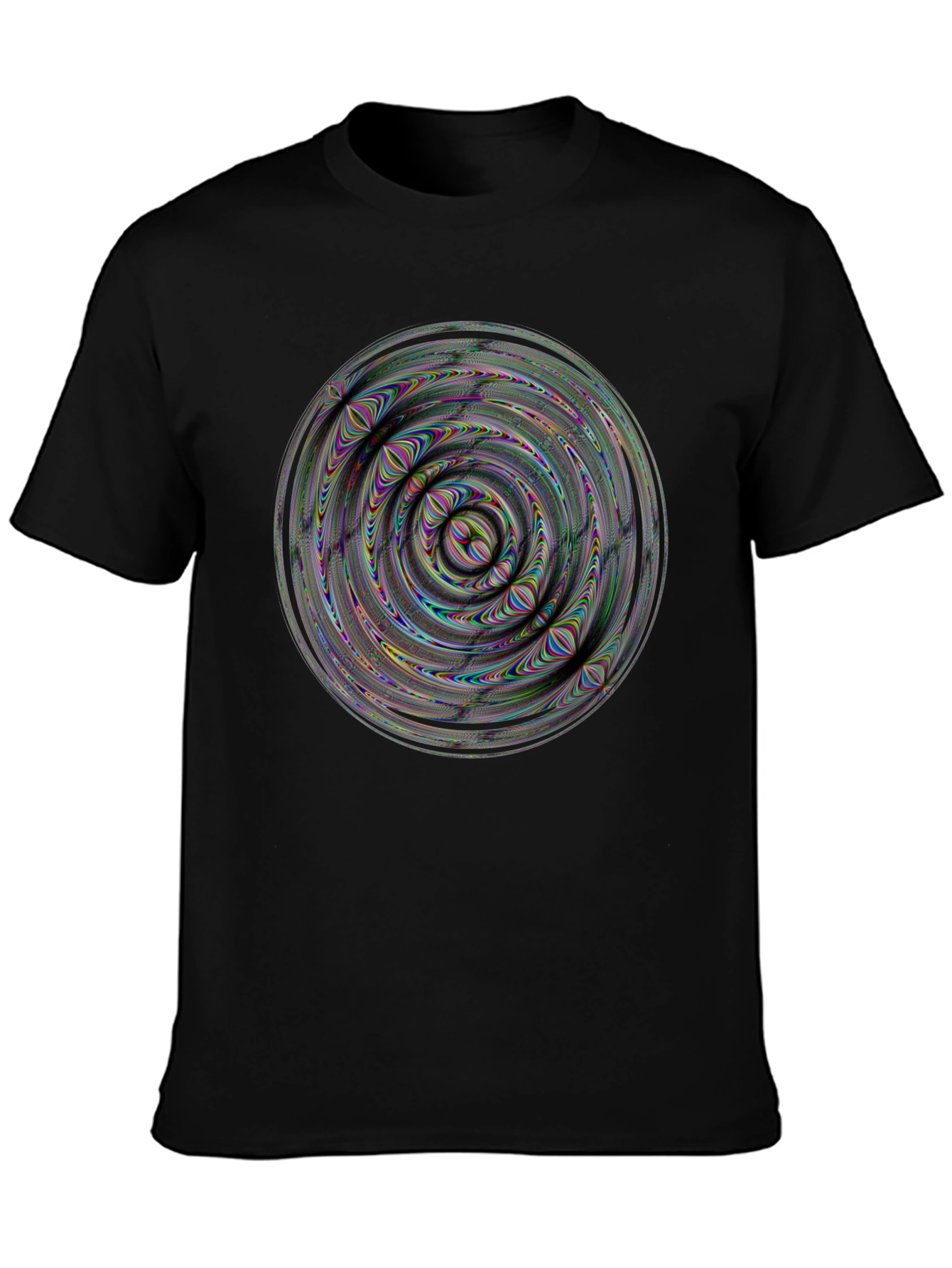Abstract Psychedelic Swirl Graphic Black T-Shirt