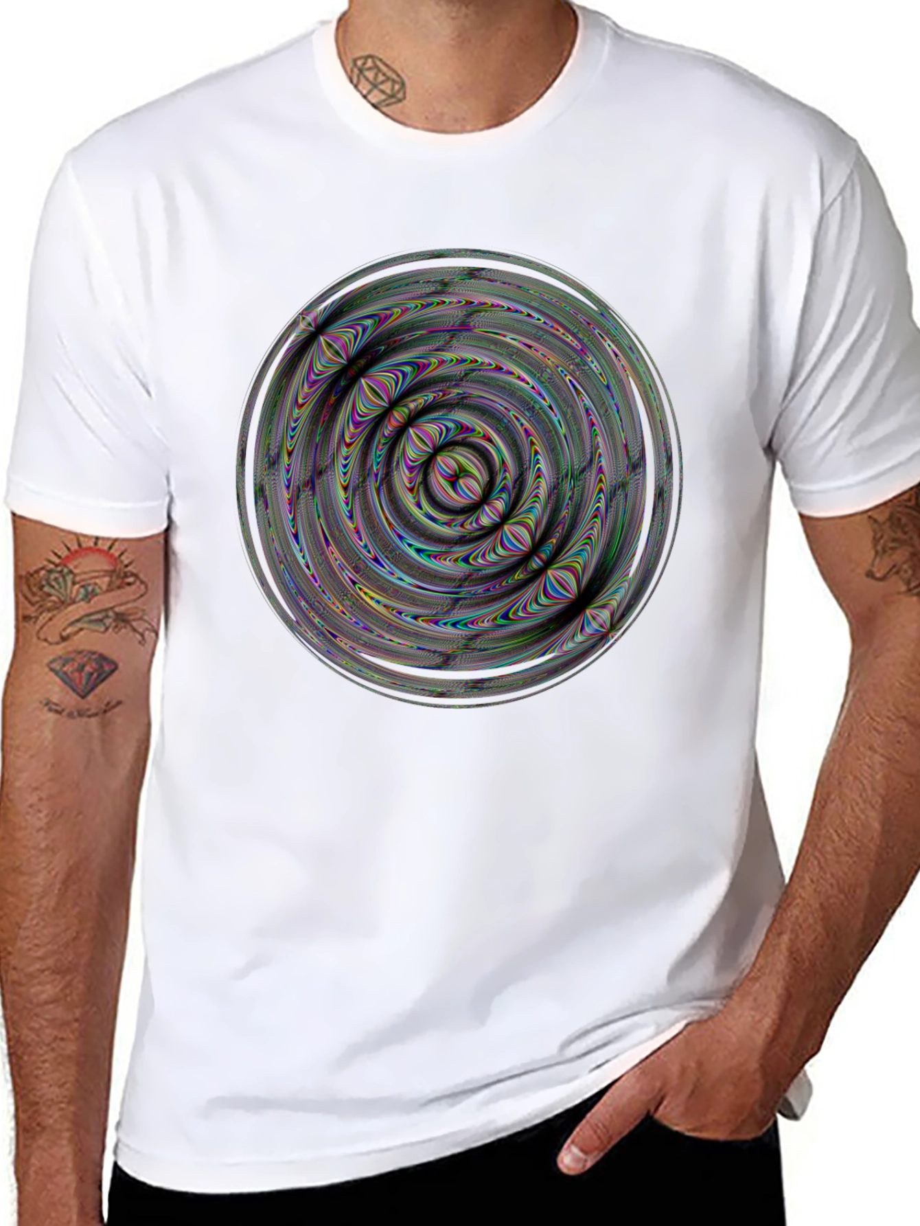 Abstract Psychedelic Swirl Graphic Black T-Shirt